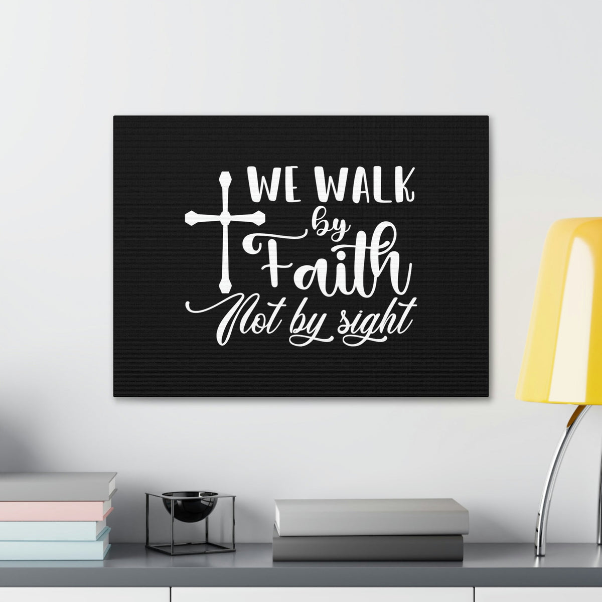 Scripture Walls We Walk By Faith Not By Sight 2 Corinthians 5:7 White Cross Christian Wall Art Bible Verse Print Ready to Hang Unframed-Express Your Love Gifts
