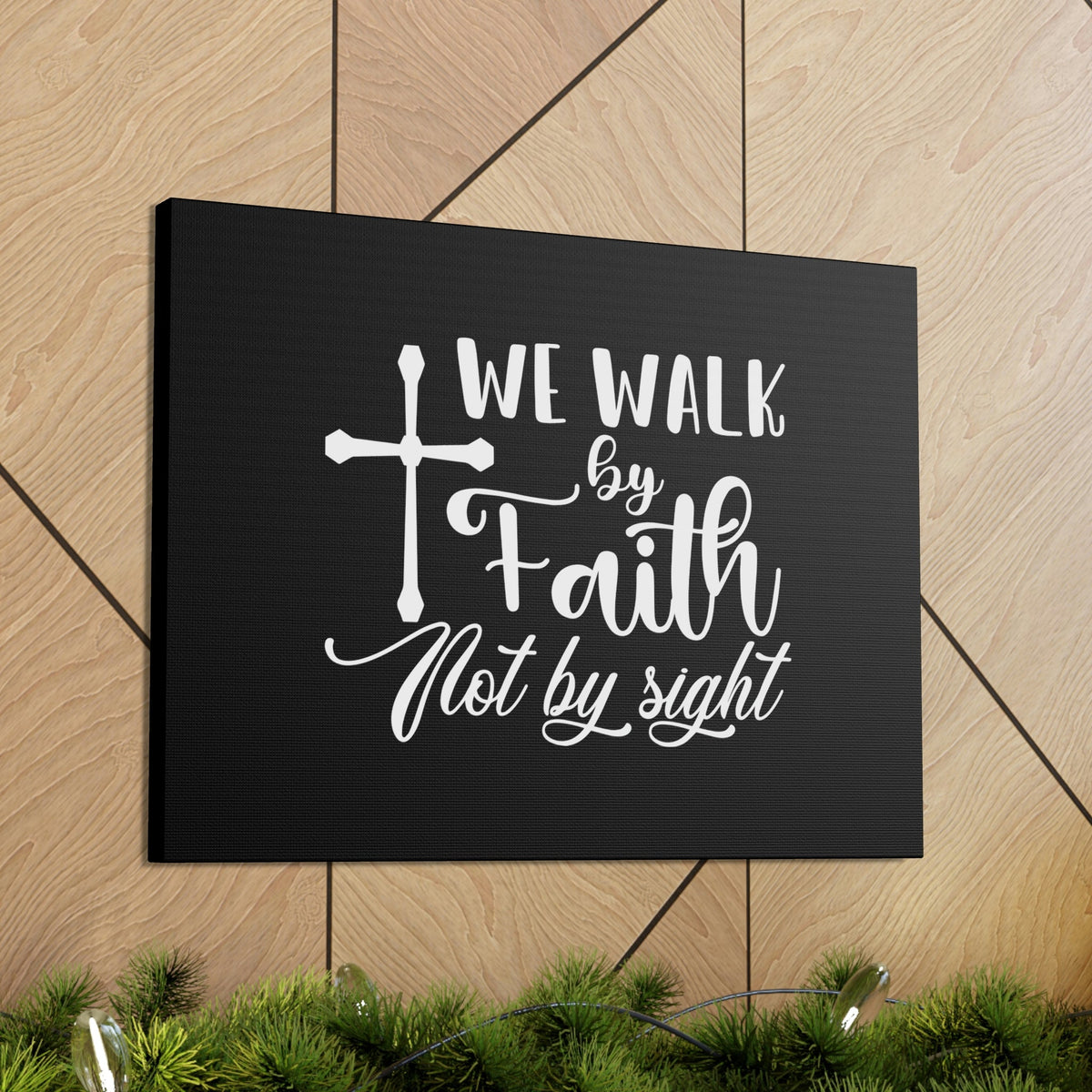 Scripture Walls We Walk By Faith Not By Sight 2 Corinthians 5:7 White Cross Christian Wall Art Bible Verse Print Ready to Hang Unframed-Express Your Love Gifts