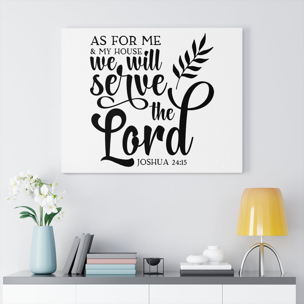 Scripture Walls We Will Serve The Lord Joshua 24:15 White Bible Verse Canvas Christian Wall Art Ready to Hang Unframed-Express Your Love Gifts