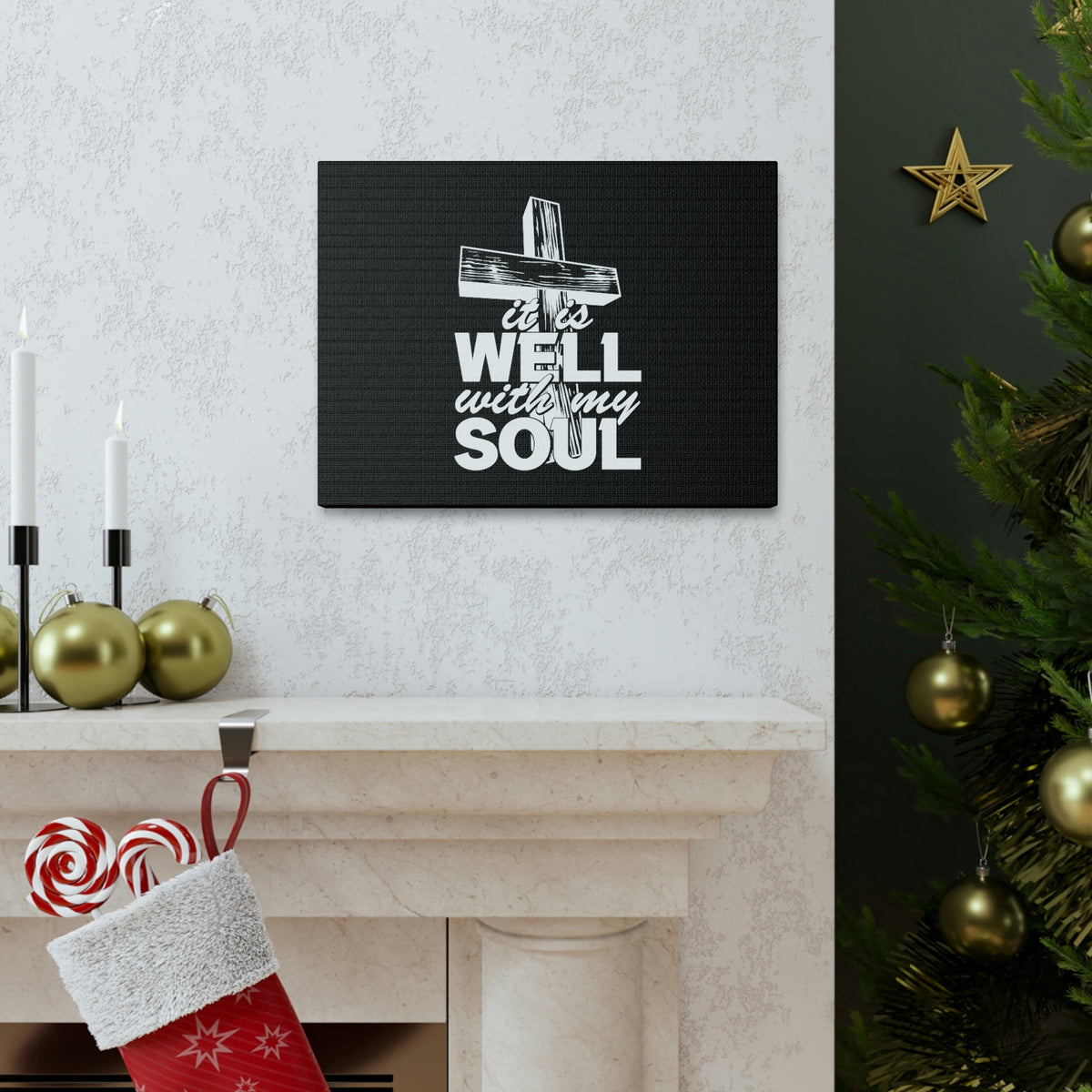 Scripture Walls Well With My Soul Psalm 42:7 Cross Christian Wall Art Bible Verse Print Ready to Hang Unframed-Express Your Love Gifts