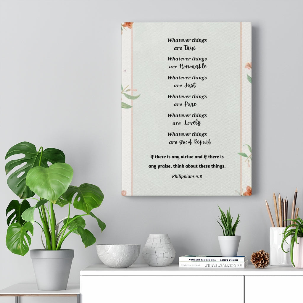 Scripture Walls Whatever Things Are True Philippians 4:8 Bible Verse Canvas Christian Wall Art Ready to Hang Unframed-Express Your Love Gifts