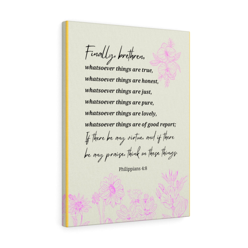 Scripture Walls Whatsoever Things Are Philippians 4:8 Bible Verse Canvas Christian Wall Art Ready to Hang Unframed-Express Your Love Gifts