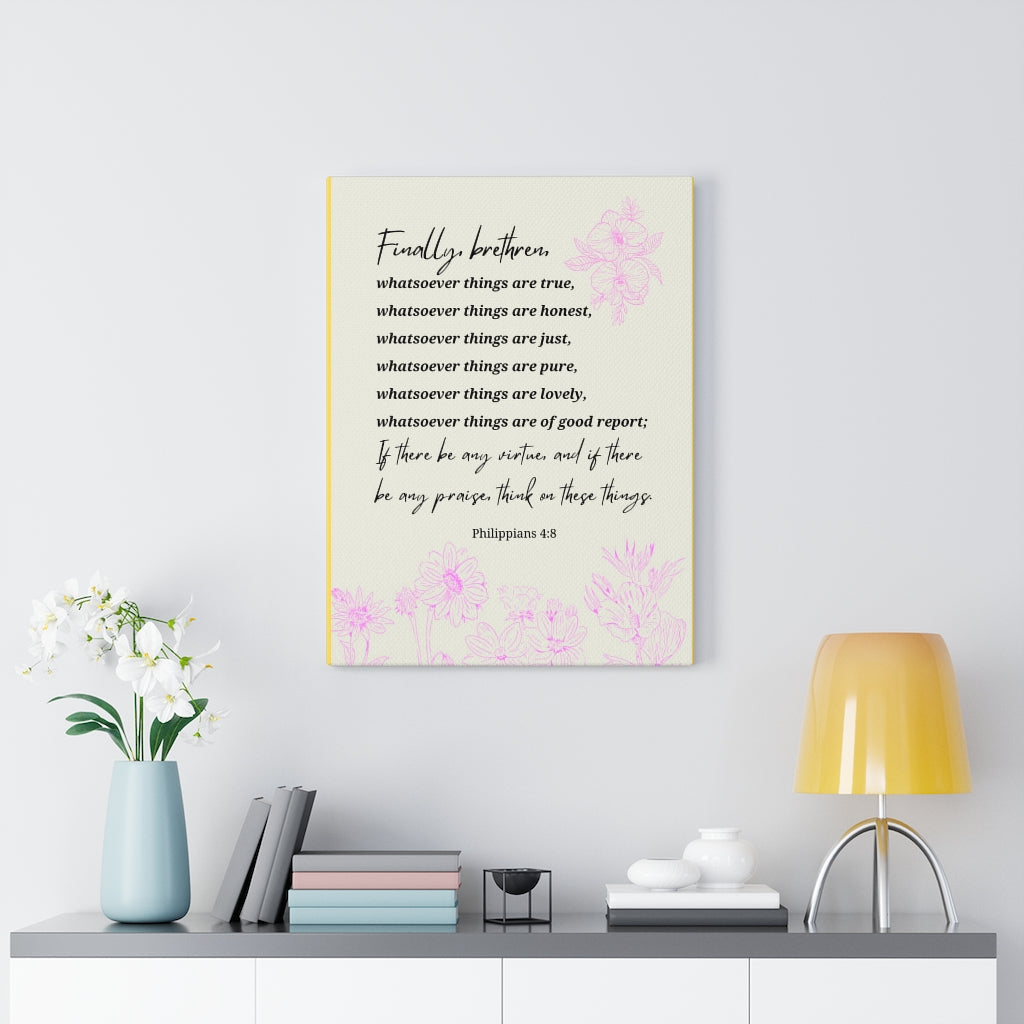 Scripture Walls Whatsoever Things Are Philippians 4:8 Bible Verse Canvas Christian Wall Art Ready to Hang Unframed-Express Your Love Gifts