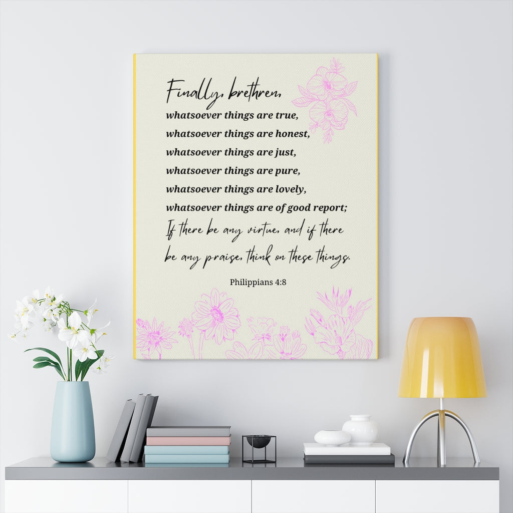Scripture Walls Whatsoever Things Are Philippians 4:8 Bible Verse Canvas Christian Wall Art Ready to Hang Unframed-Express Your Love Gifts