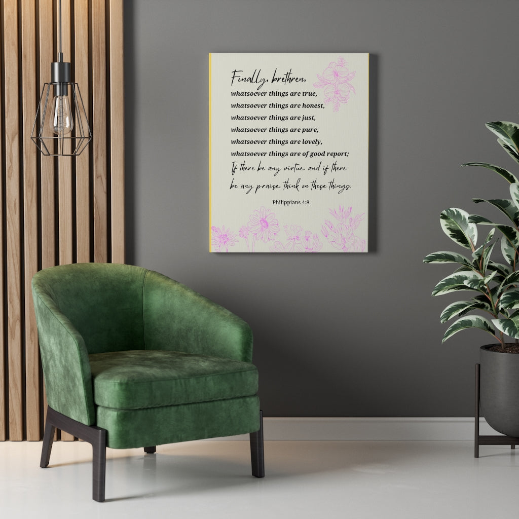 Scripture Walls Whatsoever Things Are Philippians 4:8 Bible Verse Canvas Christian Wall Art Ready to Hang Unframed-Express Your Love Gifts