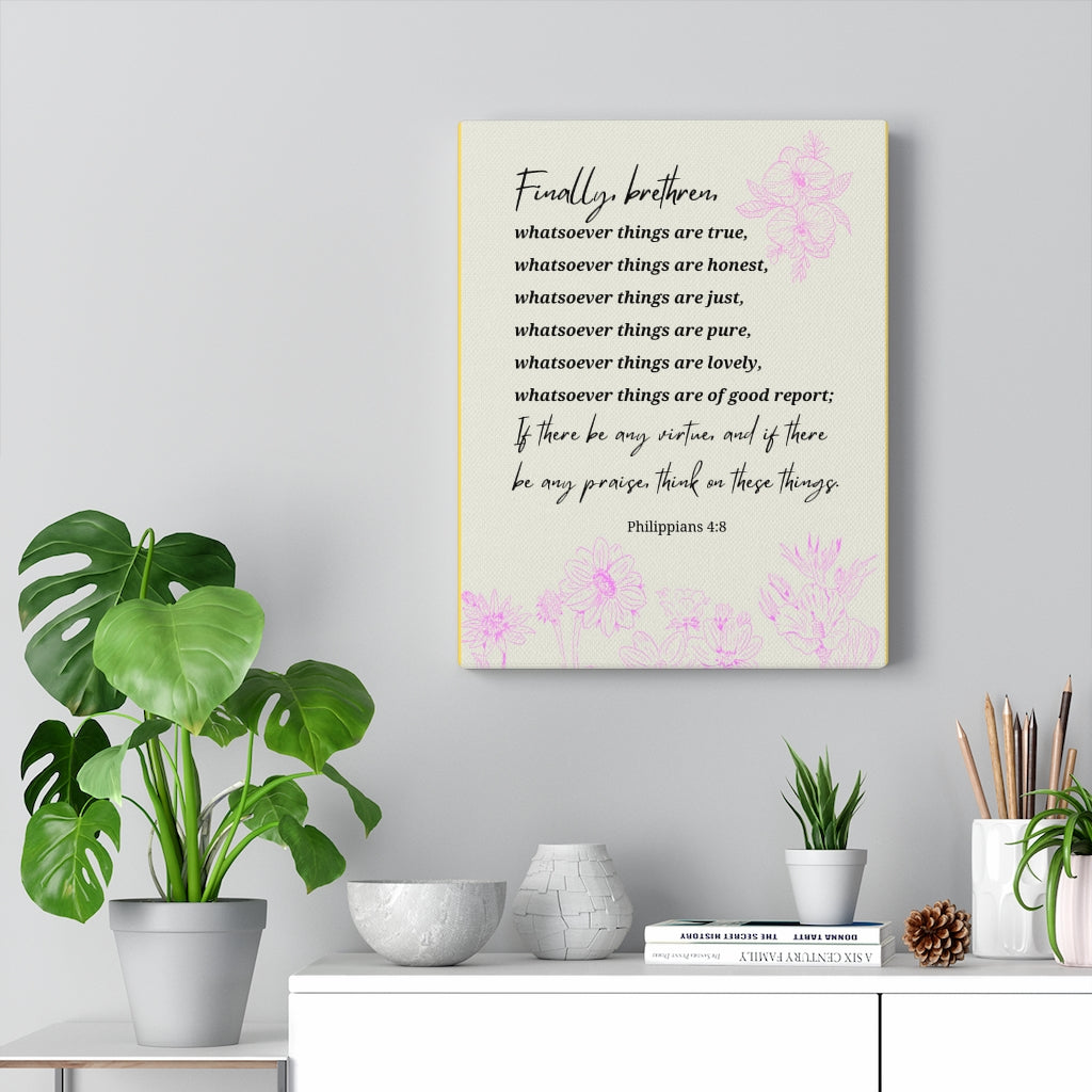 Scripture Walls Whatsoever Things Are Philippians 4:8 Bible Verse Canvas Christian Wall Art Ready to Hang Unframed-Express Your Love Gifts