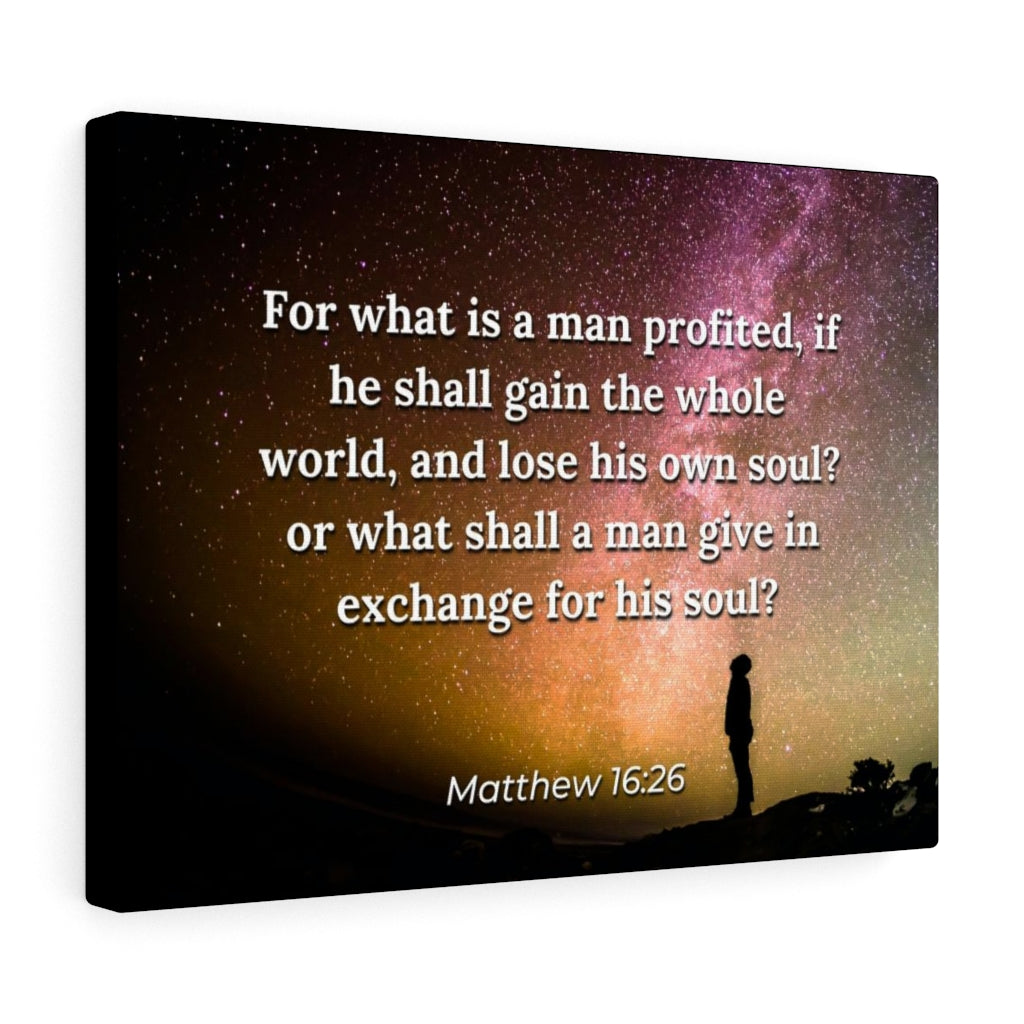Scripture Walls Whole World Matthew 16:26 Bible Verse Canvas Christian Wall Art Ready to Hang Unframed-Express Your Love Gifts