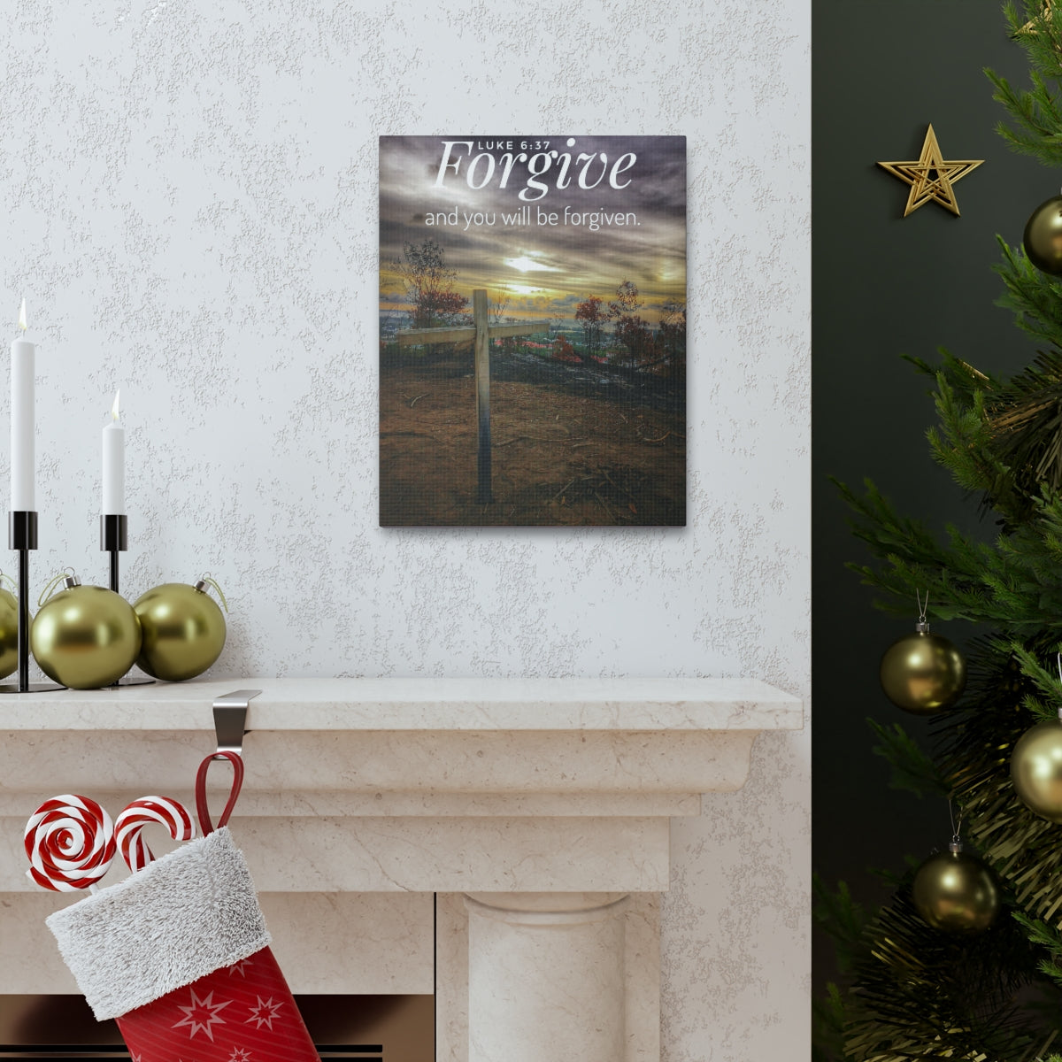 Scripture Walls Will Be Forgiven Luke 6:37 Bible Verse Canvas Christian Wall Art Bible Verse Print Ready To Hang Unframed-Express Your Love Gifts