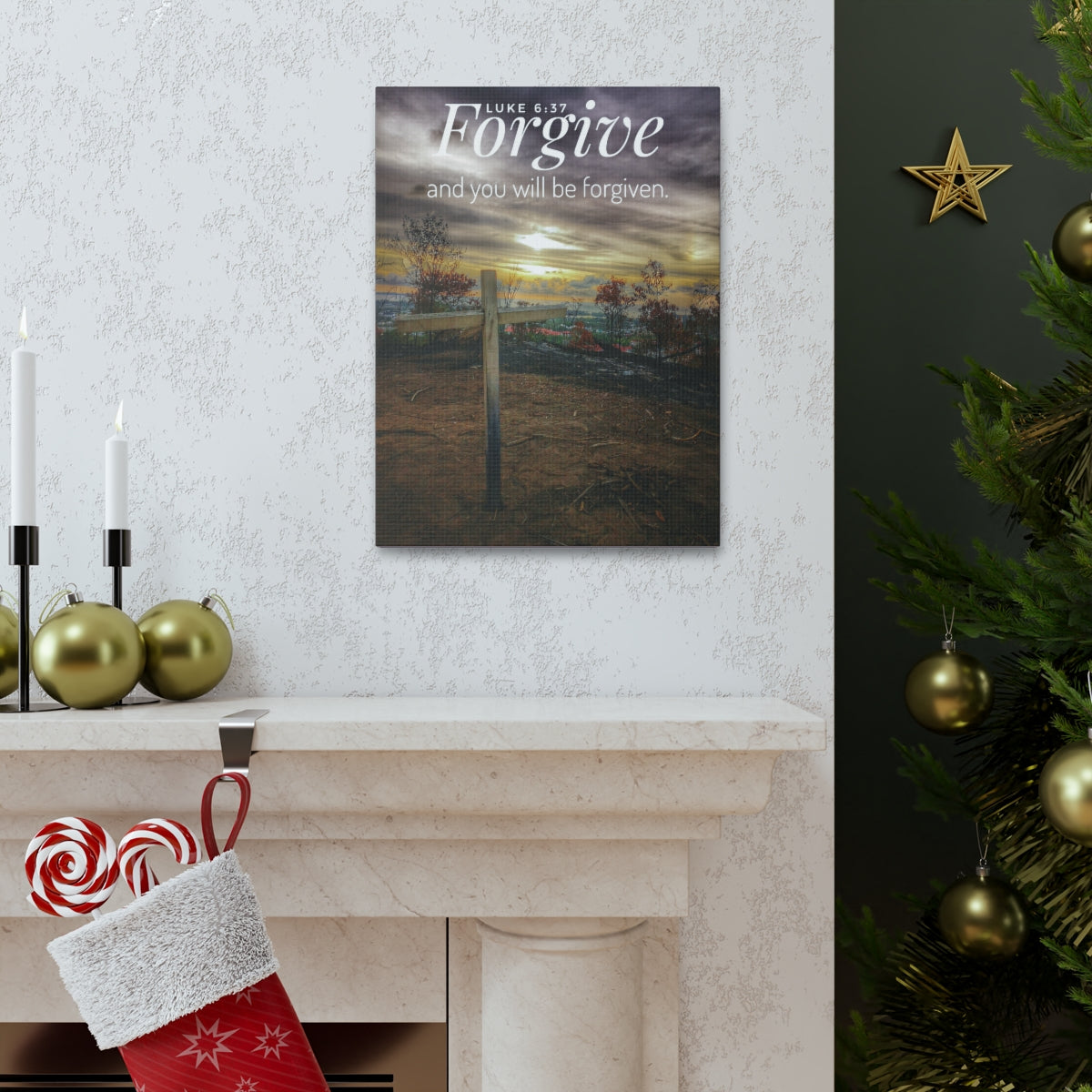 Scripture Walls Will Be Forgiven Luke 6:37 Bible Verse Canvas Christian Wall Art Bible Verse Print Ready To Hang Unframed-Express Your Love Gifts