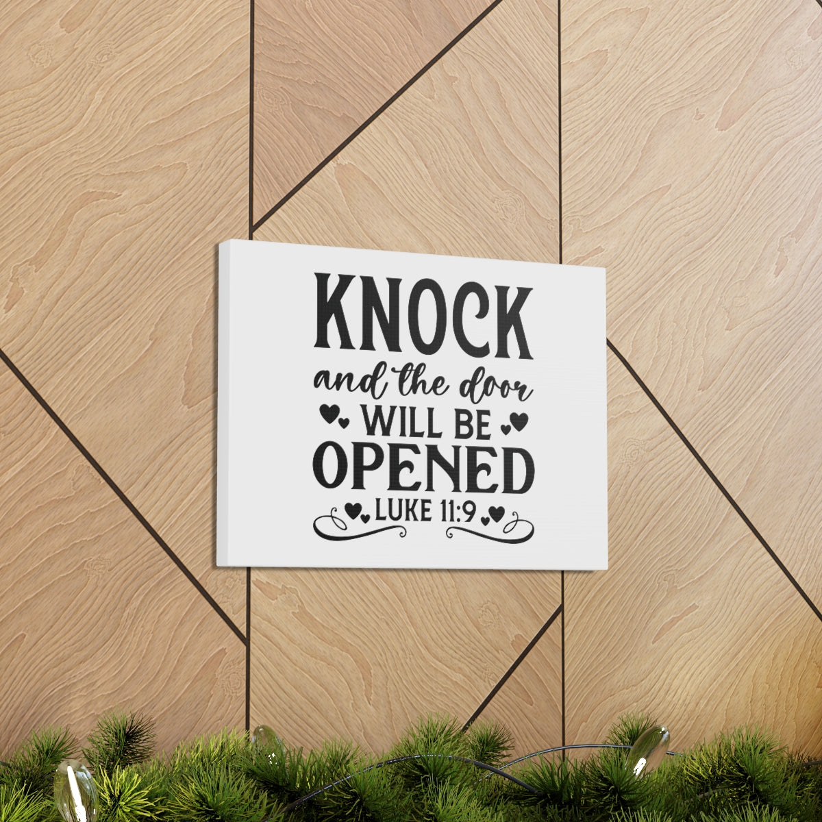 Scripture Walls Will Be Opened Luke 11:9 Hearts Bible Verse Canvas Christian Wall Art Ready to Hang Unframed-Express Your Love Gifts