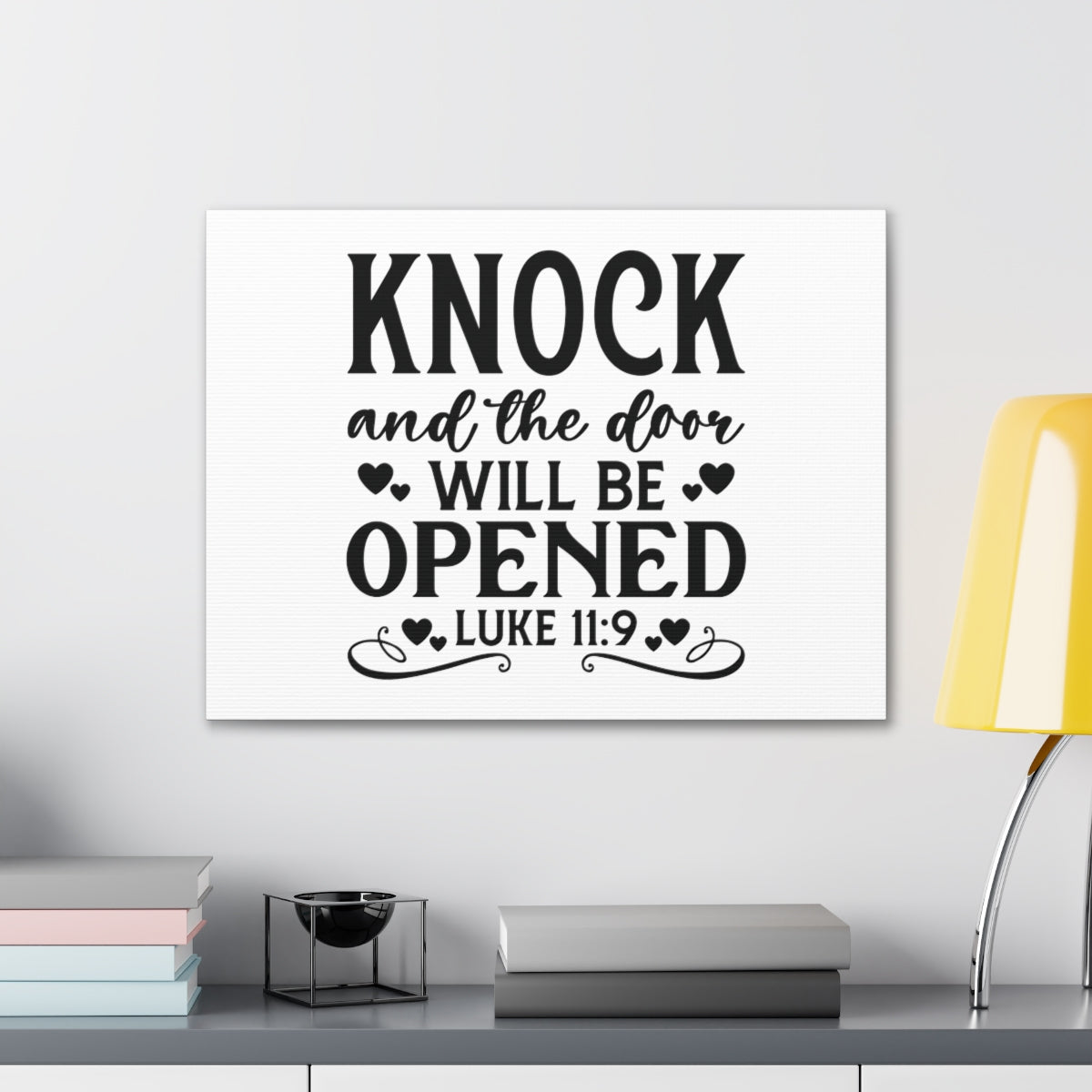Scripture Walls Will Be Opened Luke 11:9 Hearts Bible Verse Canvas Christian Wall Art Ready to Hang Unframed-Express Your Love Gifts