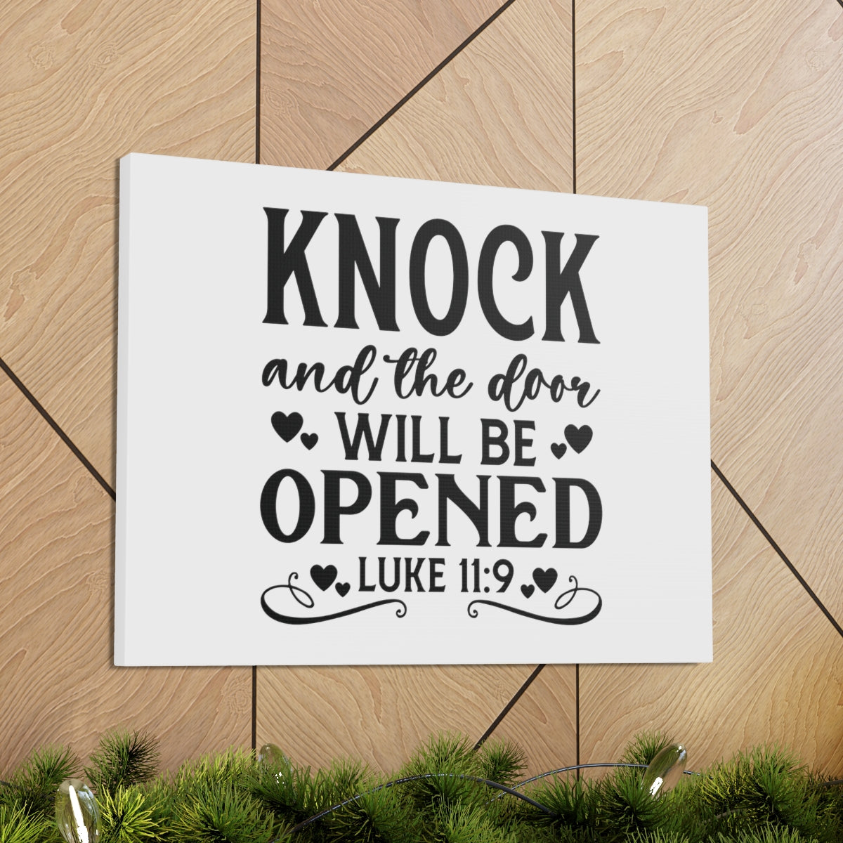Scripture Walls Will Be Opened Luke 11:9 Hearts Bible Verse Canvas Christian Wall Art Ready to Hang Unframed-Express Your Love Gifts