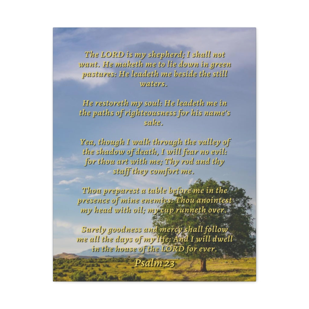Scripture Walls Will Fear No Evil Psalm 23 Bible Verse Canvas Christian Wall Art Ready to Hang Unframed-Express Your Love Gifts