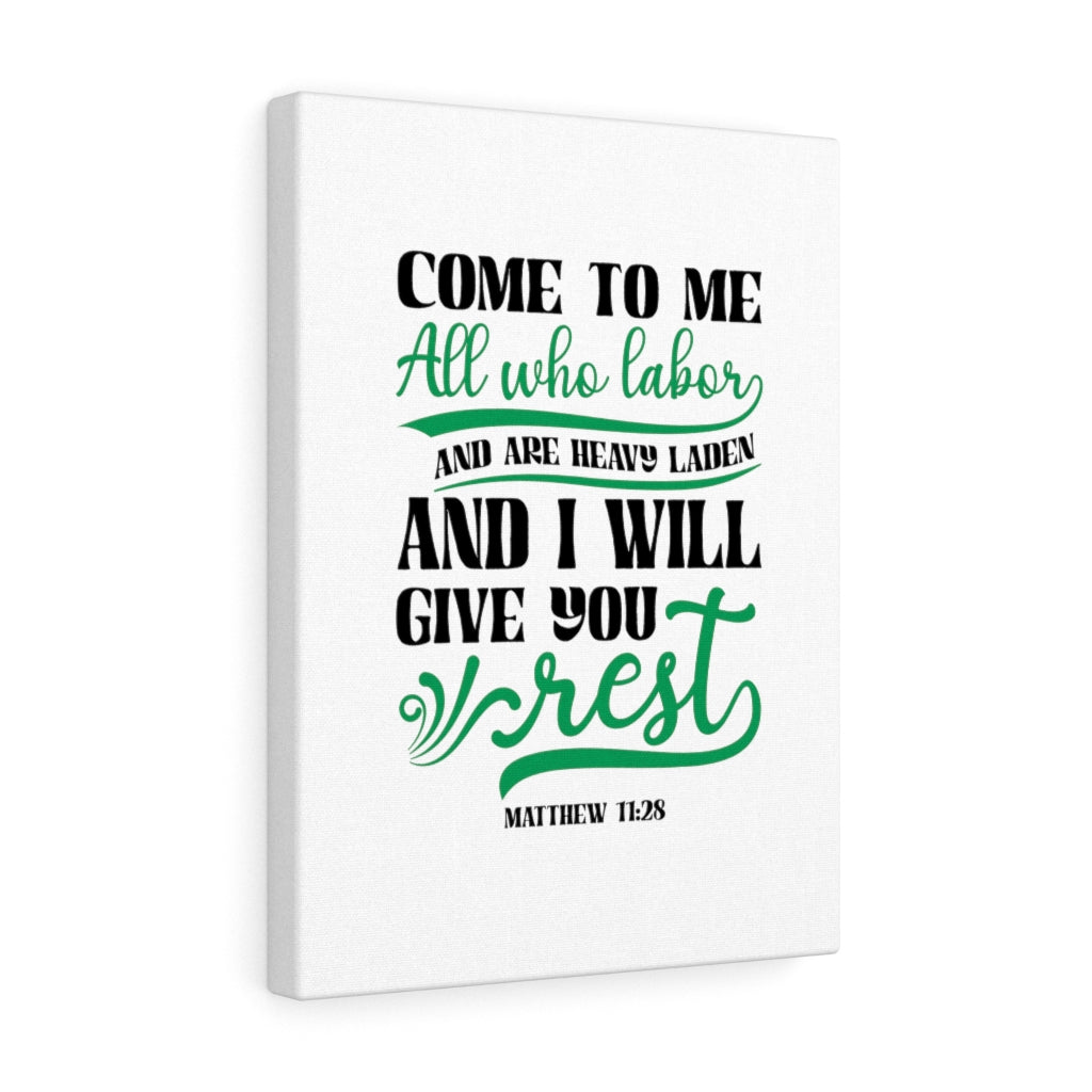 Scripture Walls Will Give You Rest Matthew 11:28 Bible Verse Canvas Christian Wall Art Ready to Hang Unframed-Express Your Love Gifts