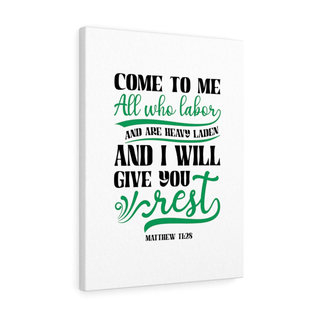 Scripture Walls Will Give You Rest Matthew 11:28 Bible Verse Canvas Christian Wall Art Ready to Hang Unframed-Express Your Love Gifts