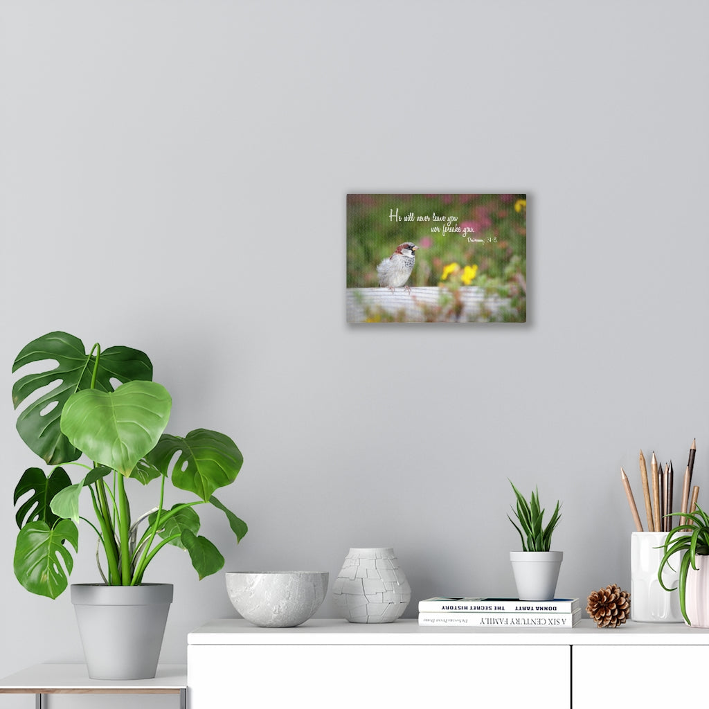 Scripture Walls Will Never Leave You Deuteronomy 31:8 Bible Verse Canvas Christian Wall Art Ready to Hang Unframed-Express Your Love Gifts