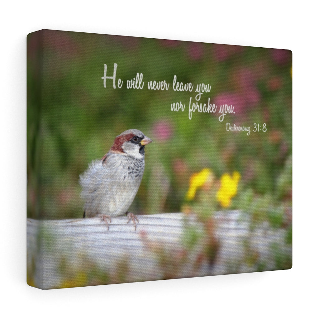 Scripture Walls Will Never Leave You Deuteronomy 31:8 Bible Verse Canvas Christian Wall Art Ready to Hang Unframed-Express Your Love Gifts