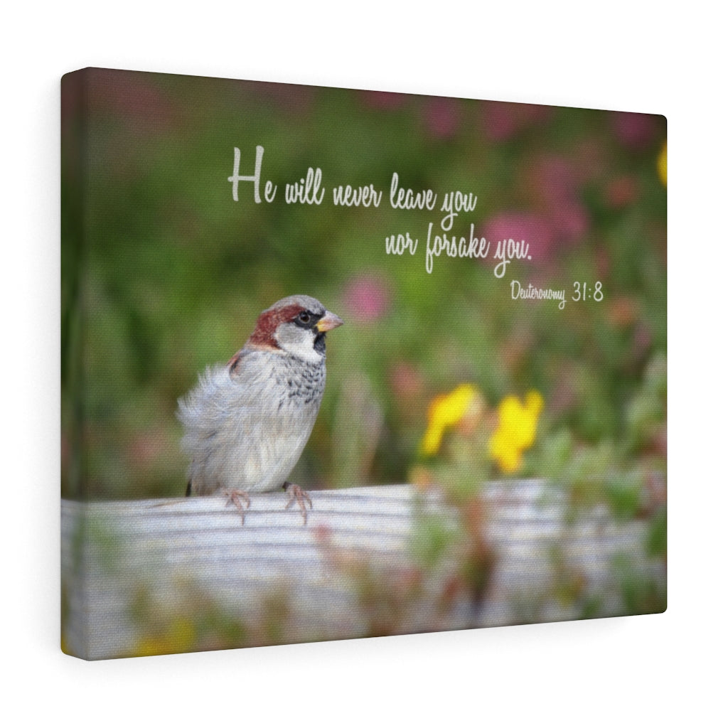 Scripture Walls Will Never Leave You Deuteronomy 31:8 Bible Verse Canvas Christian Wall Art Ready to Hang Unframed-Express Your Love Gifts