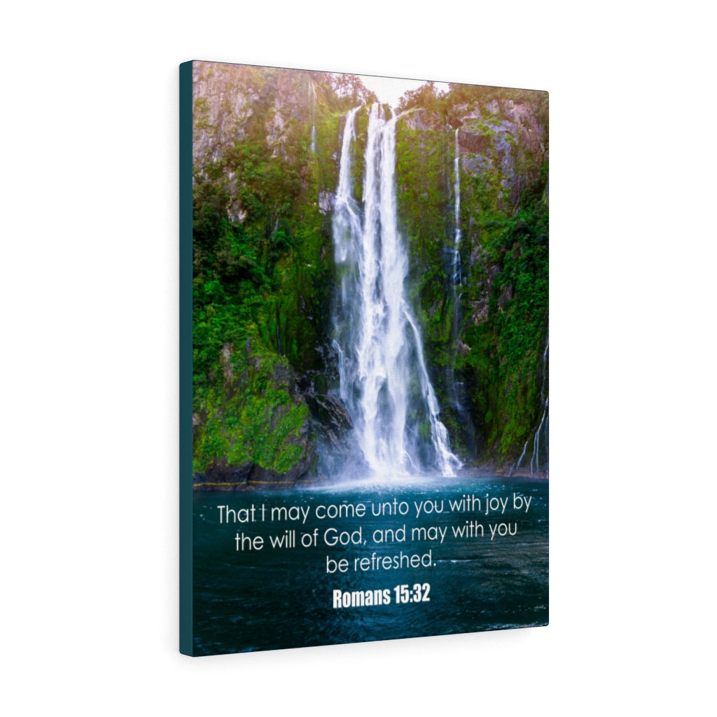 Scripture Walls Will of God Romans 15:32 Bible Verse Canvas Christian Wall Art Ready to Hang Unframed-Express Your Love Gifts