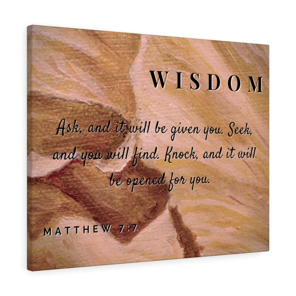 Scripture Walls Wisdom Matthew 7:7 Bible Verse Canvas Christian Wall Art Ready to Hang Unframed-Express Your Love Gifts