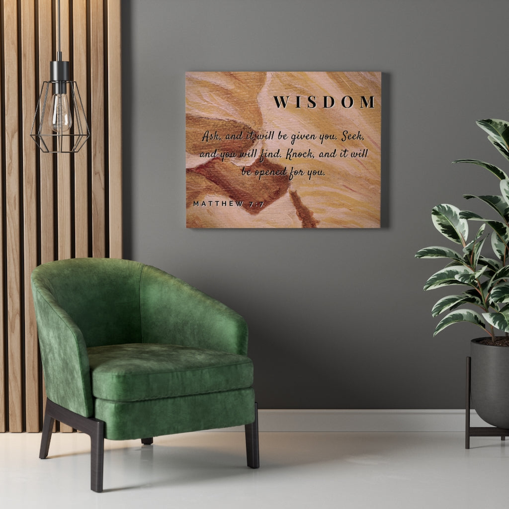 Scripture Walls Wisdom Matthew 7:7 Bible Verse Canvas Christian Wall Art Ready to Hang Unframed-Express Your Love Gifts
