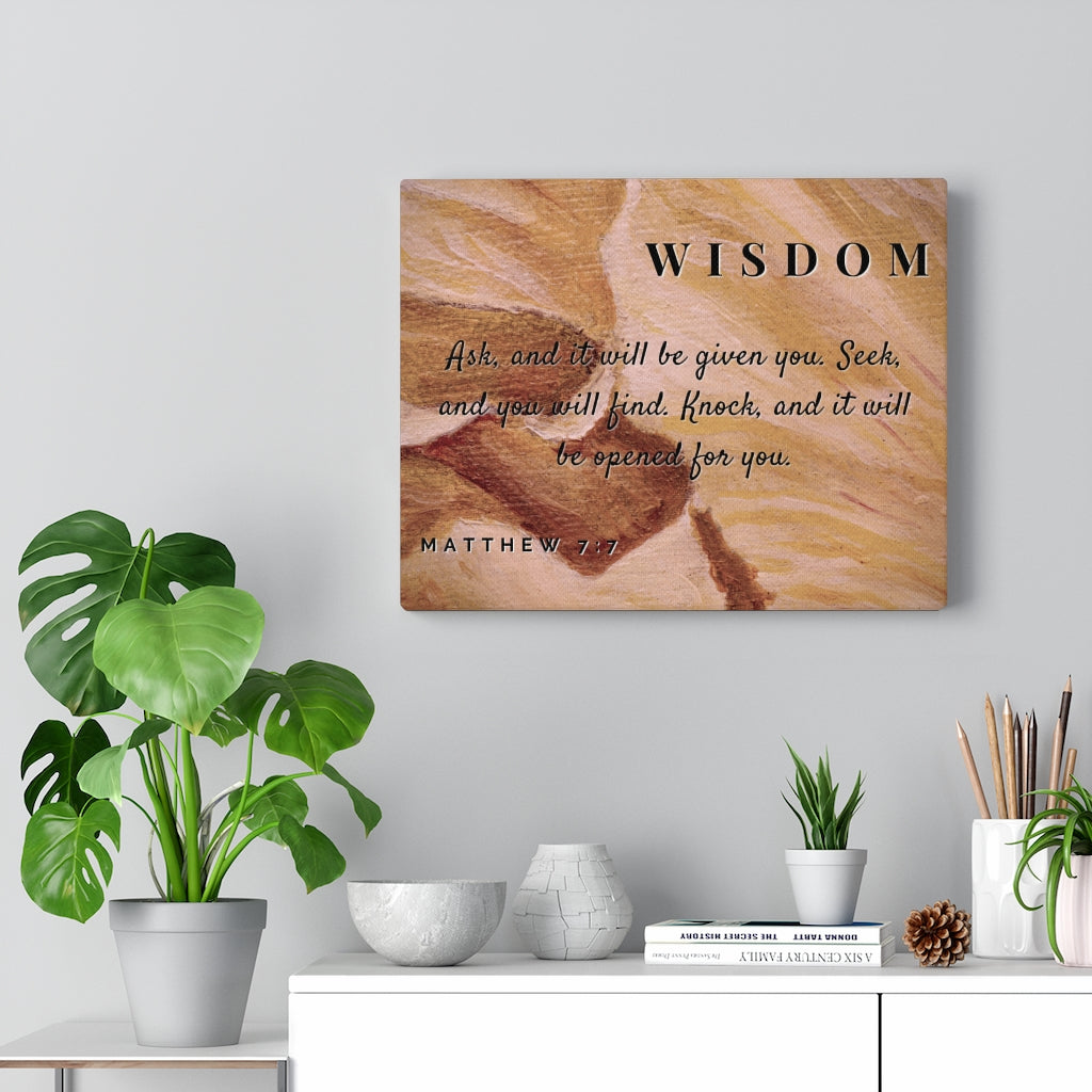 Scripture Walls Wisdom Matthew 7:7 Bible Verse Canvas Christian Wall Art Ready to Hang Unframed-Express Your Love Gifts