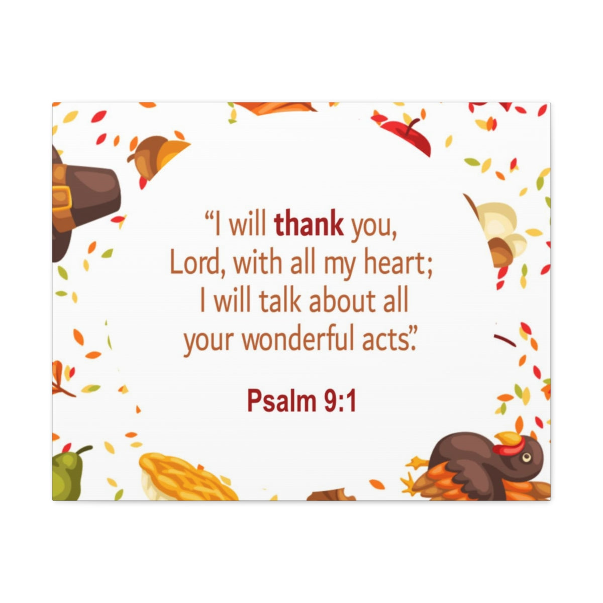 Scripture Walls With All My Heart Psalm 9:1 Bible Verse Canvas Christian Wall Art Ready to Hang Unframed-Express Your Love Gifts