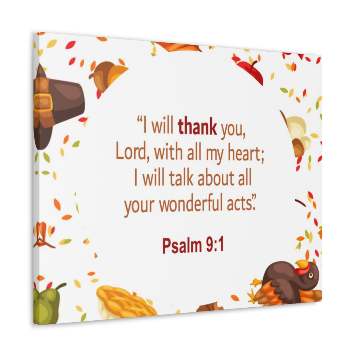 Scripture Walls With All My Heart Psalm 9:1 Bible Verse Canvas Christian Wall Art Ready to Hang Unframed-Express Your Love Gifts