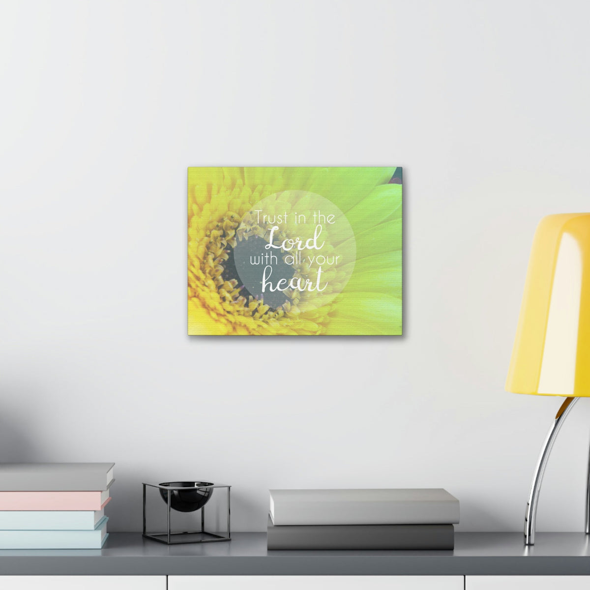 Scripture Walls With All Your Heart Proverbs 3:5 Lime Flower Christian Wall Art Bible Verse Print Ready to Hang Unframed-Express Your Love Gifts