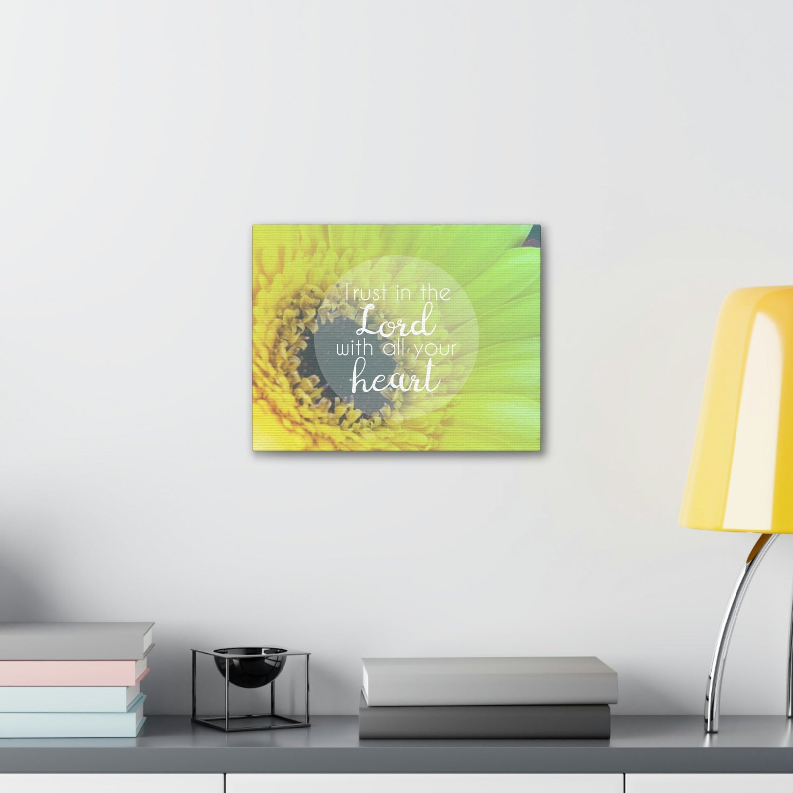 Scripture Walls With All Your Heart Proverbs 3:5 Lime Flower Christian Wall Art Bible Verse Print Ready to Hang Unframed-Express Your Love Gifts