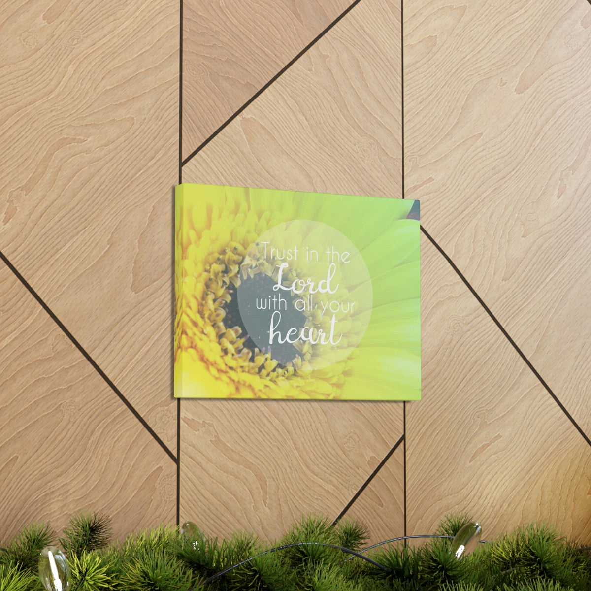 Scripture Walls With All Your Heart Proverbs 3:5 Lime Flower Christian Wall Art Bible Verse Print Ready to Hang Unframed-Express Your Love Gifts