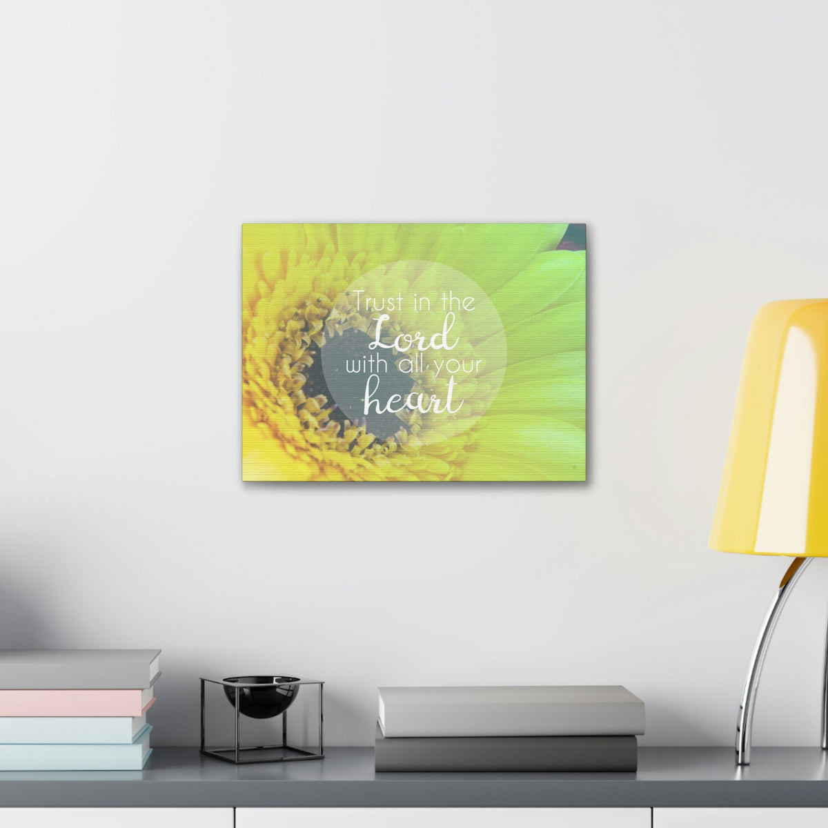 Scripture Walls With All Your Heart Proverbs 3:5 Lime Flower Christian Wall Art Bible Verse Print Ready to Hang Unframed-Express Your Love Gifts