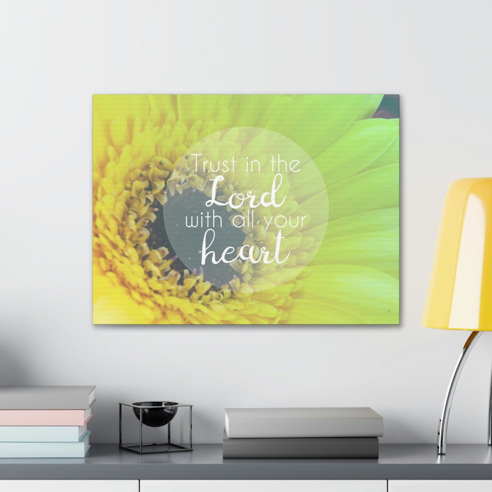 Scripture Walls With All Your Heart Proverbs 3:5 Lime Flower Christian Wall Art Bible Verse Print Ready to Hang Unframed-Express Your Love Gifts