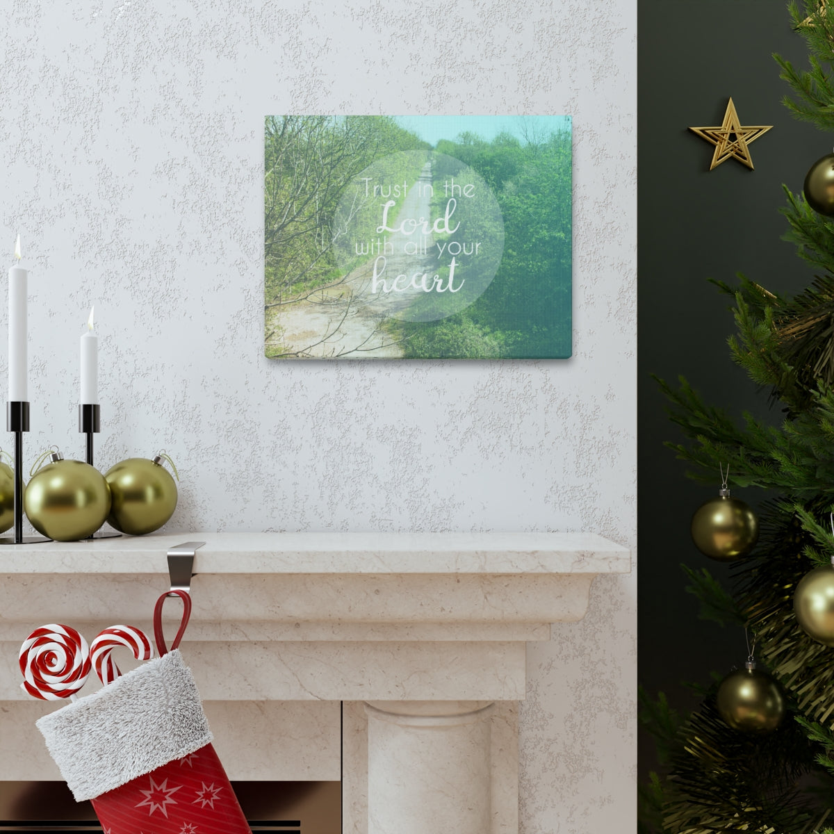 Scripture Walls With All Your Heart Proverbs 3:5 Trees Christian Wall Art Bible Verse Print Ready to Hang Unframed-Express Your Love Gifts