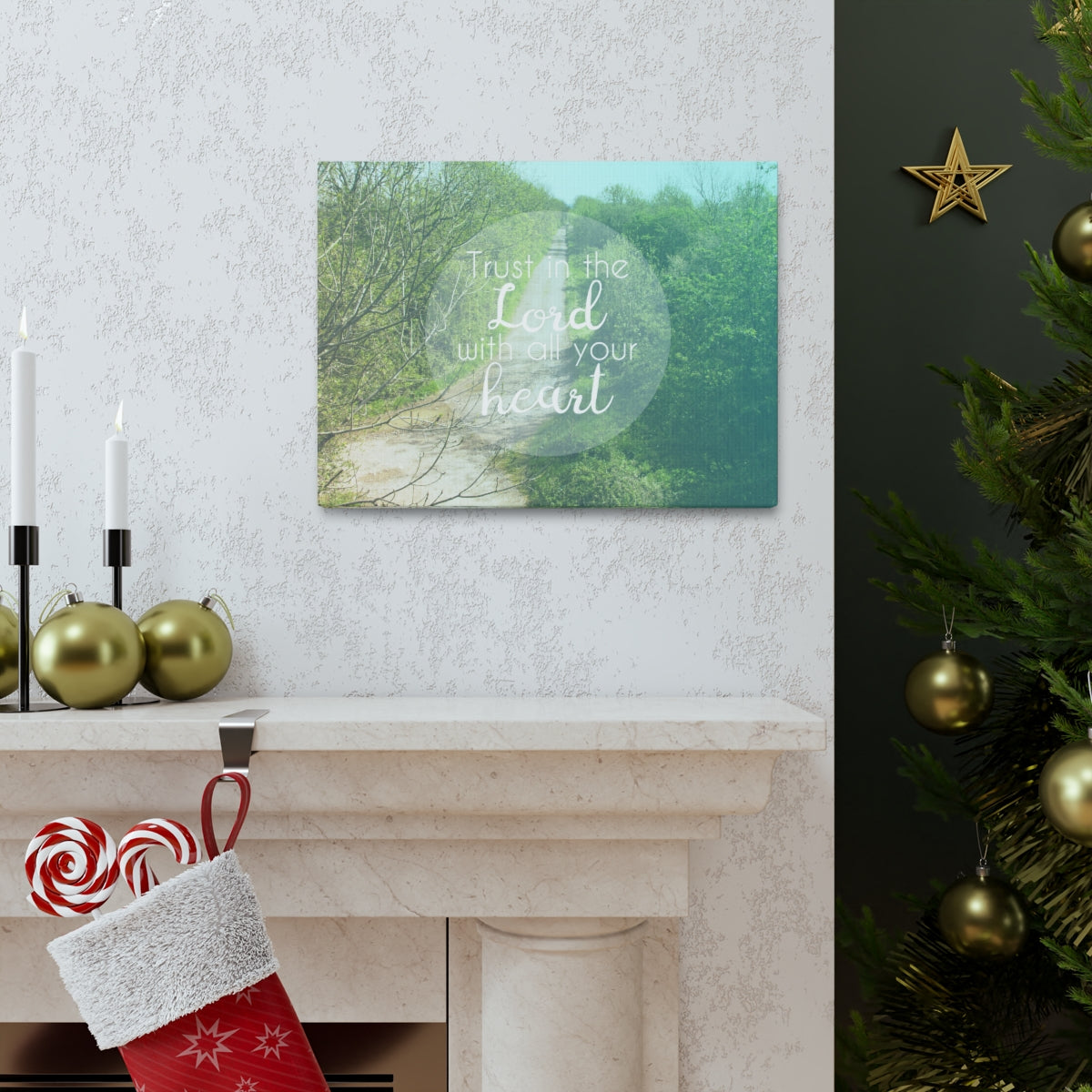 Scripture Walls With All Your Heart Proverbs 3:5 Trees Christian Wall Art Bible Verse Print Ready to Hang Unframed-Express Your Love Gifts