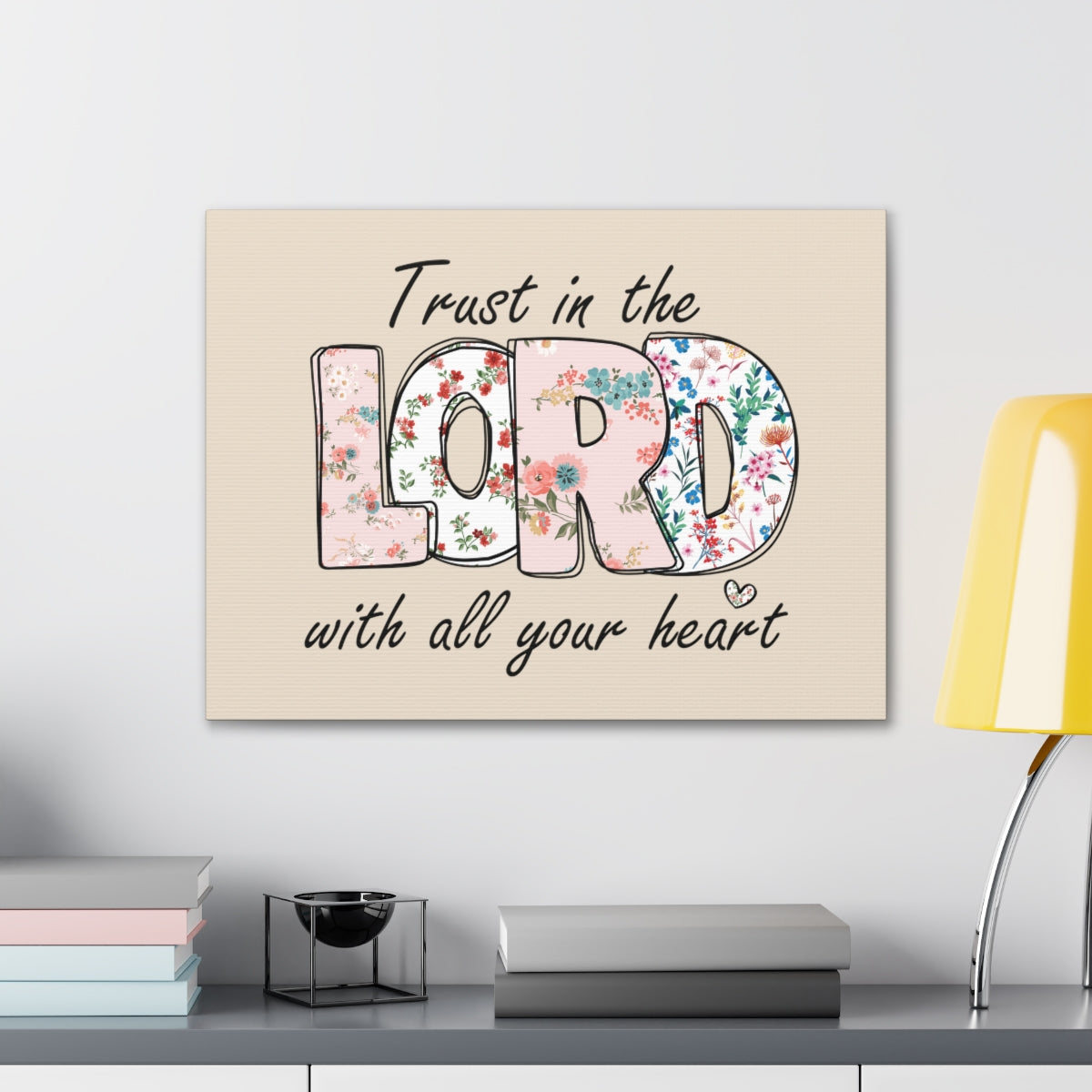 Scripture Walls With All Your Heart Trello Mark 9:23 Bible Verse Canvas Christian Wall Art Ready to Hang Unframed-Express Your Love Gifts