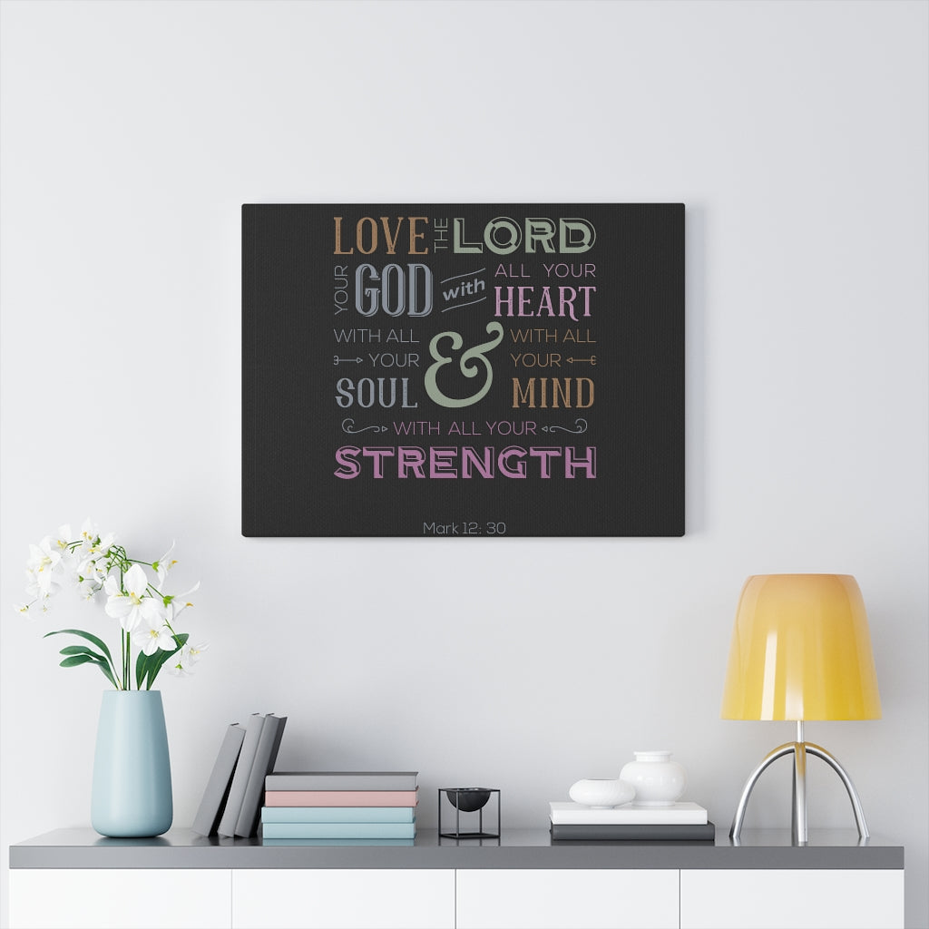Scripture Walls With All Your Mind Mark 12:30 Bible Verse Canvas Christian Wall Art Ready to Hang Unframed-Express Your Love Gifts