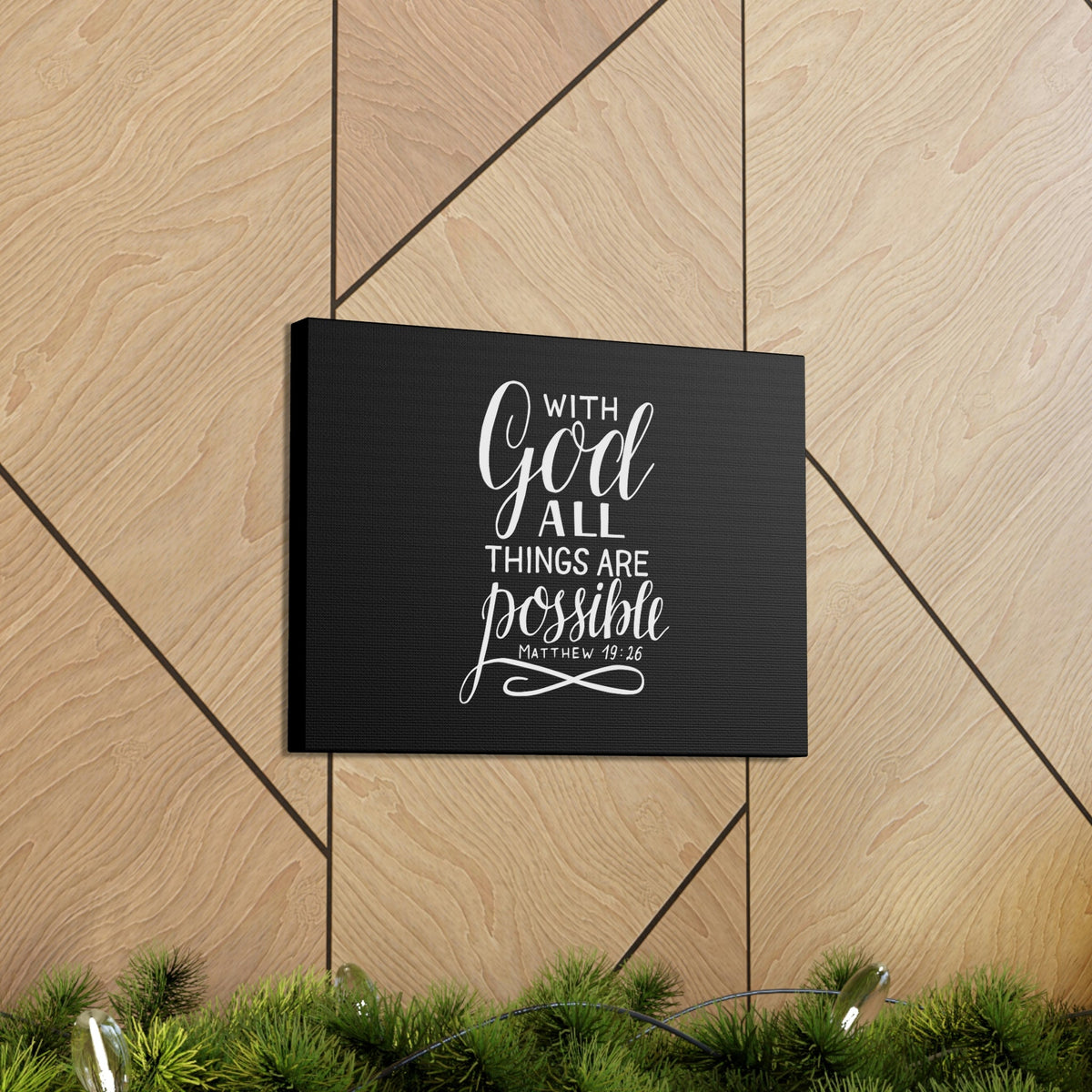 Scripture Walls With God All Things Are Possible Matthew 19:26 Black Christian Wall Art Bible Verse Print Ready to Hang Unframed-Express Your Love Gifts
