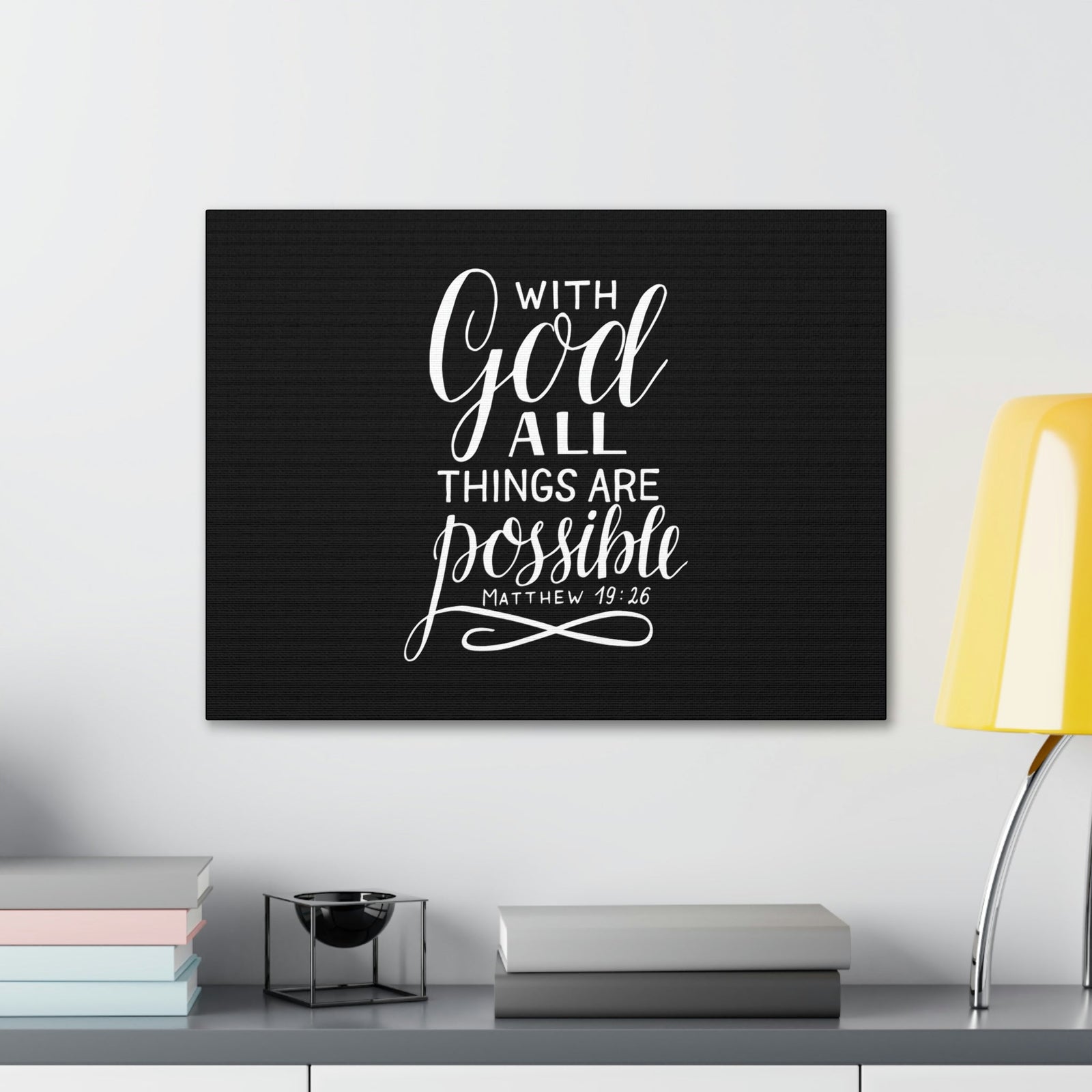 Scripture Walls With God All Things Are Possible Matthew 19:26 Black Christian Wall Art Bible Verse Print Ready to Hang Unframed-Express Your Love Gifts
