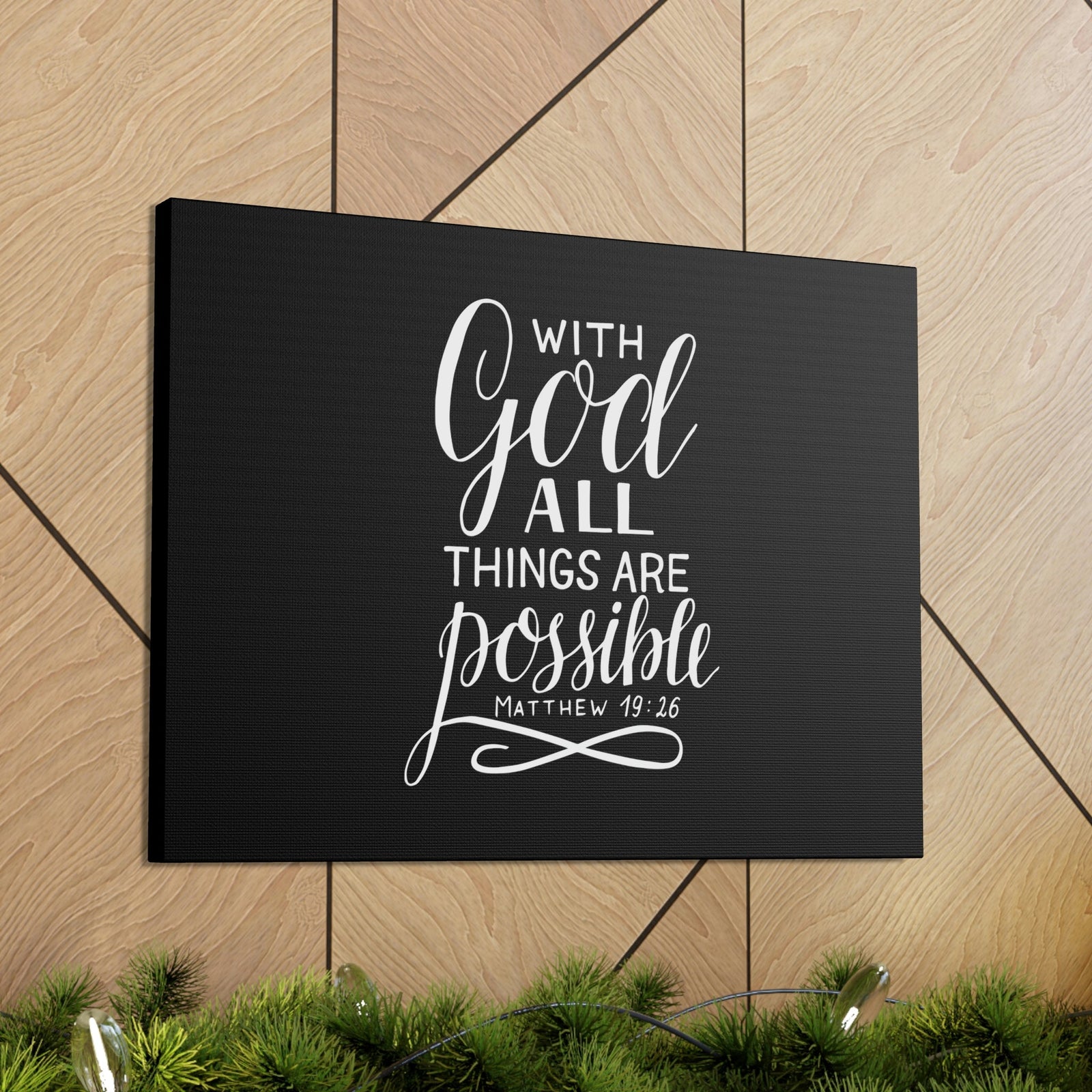 Scripture Walls With God All Things Are Possible Matthew 19:26 Black Christian Wall Art Bible Verse Print Ready to Hang Unframed-Express Your Love Gifts
