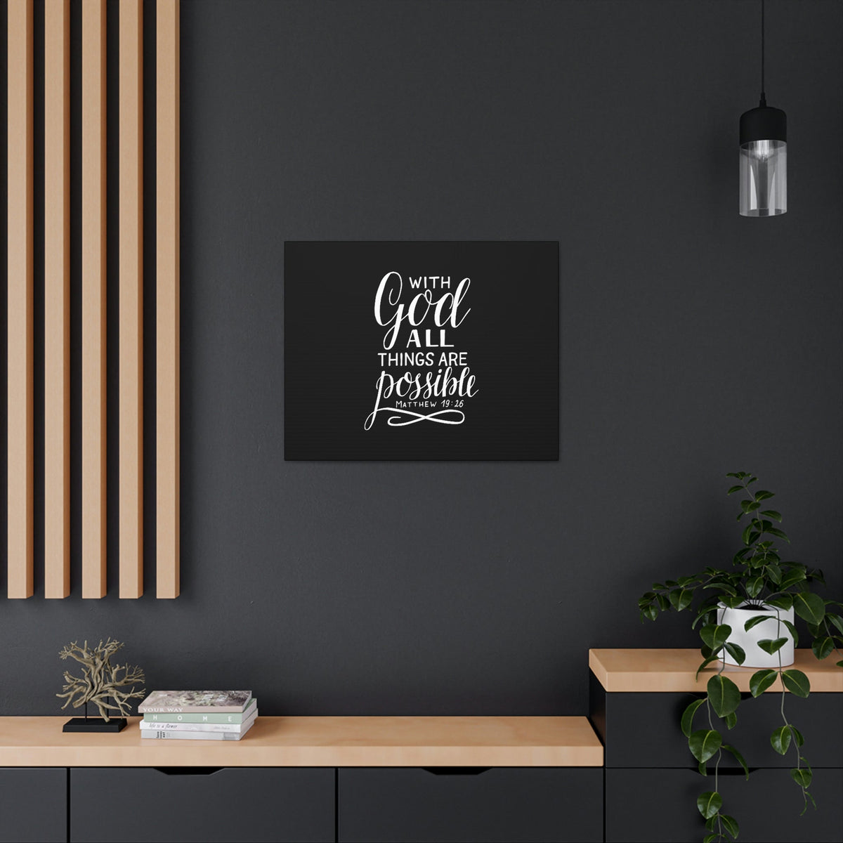 Scripture Walls With God All Things Are Possible Matthew 19:26 Black Christian Wall Art Bible Verse Print Ready to Hang Unframed-Express Your Love Gifts
