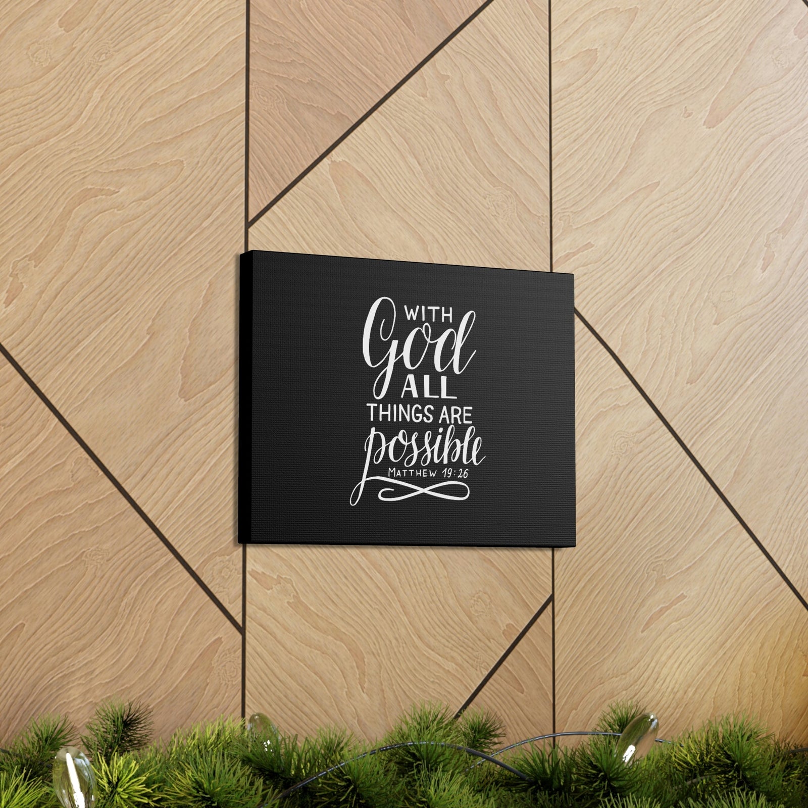 Scripture Walls With God All Things Are Possible Matthew 19:26 Black Christian Wall Art Bible Verse Print Ready to Hang Unframed-Express Your Love Gifts