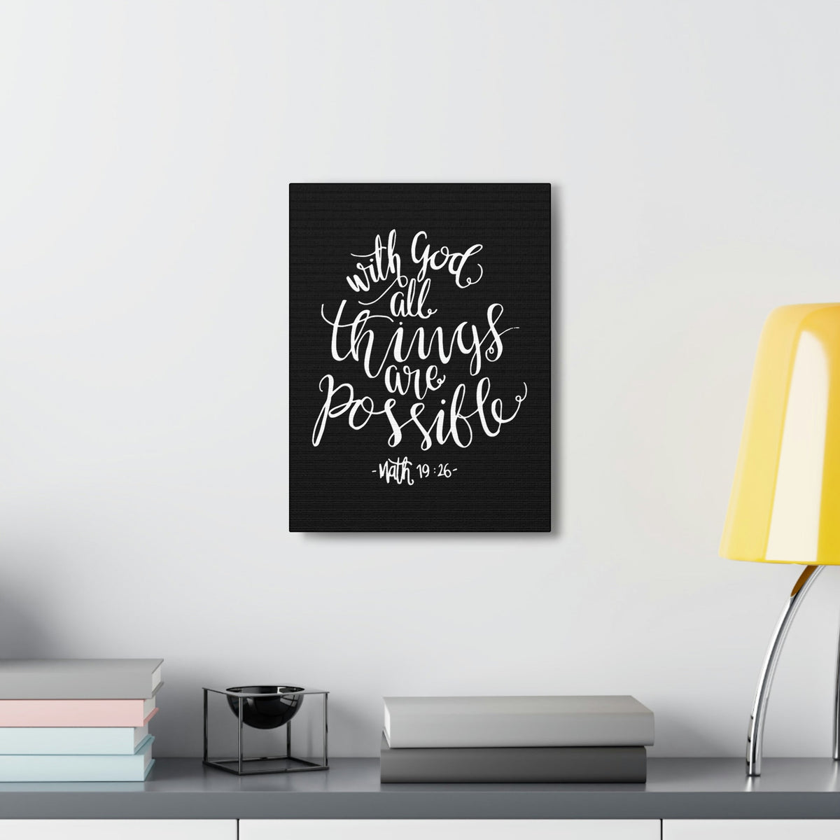 Scripture Walls With God All Things Are Possible Matthew 19:26 White Cursive Christian Wall Art Bible Verse Print Ready To Hang Unframed-Express Your Love Gifts