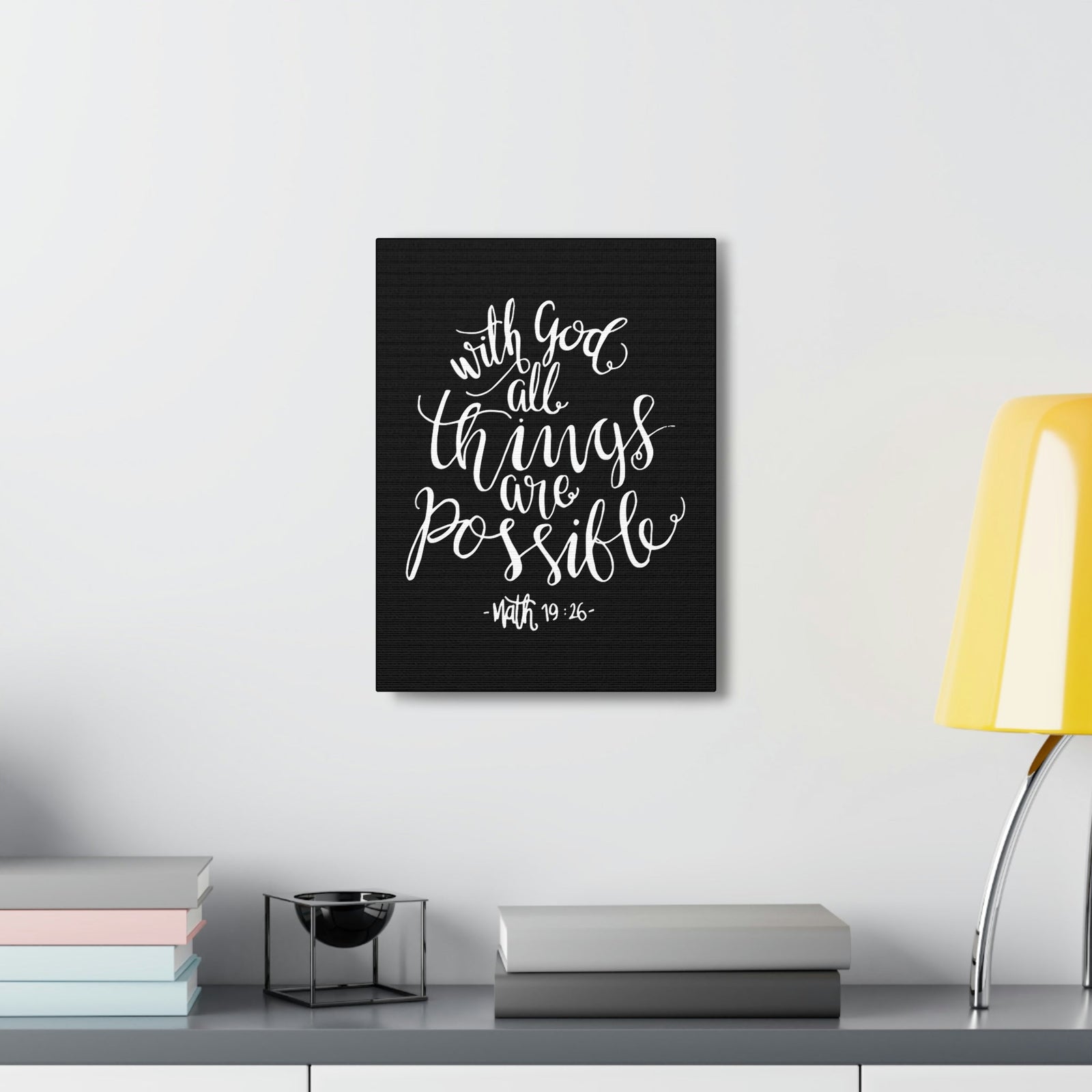 Scripture Walls With God All Things Are Possible Matthew 19:26 White Cursive Christian Wall Art Bible Verse Print Ready To Hang Unframed-Express Your Love Gifts