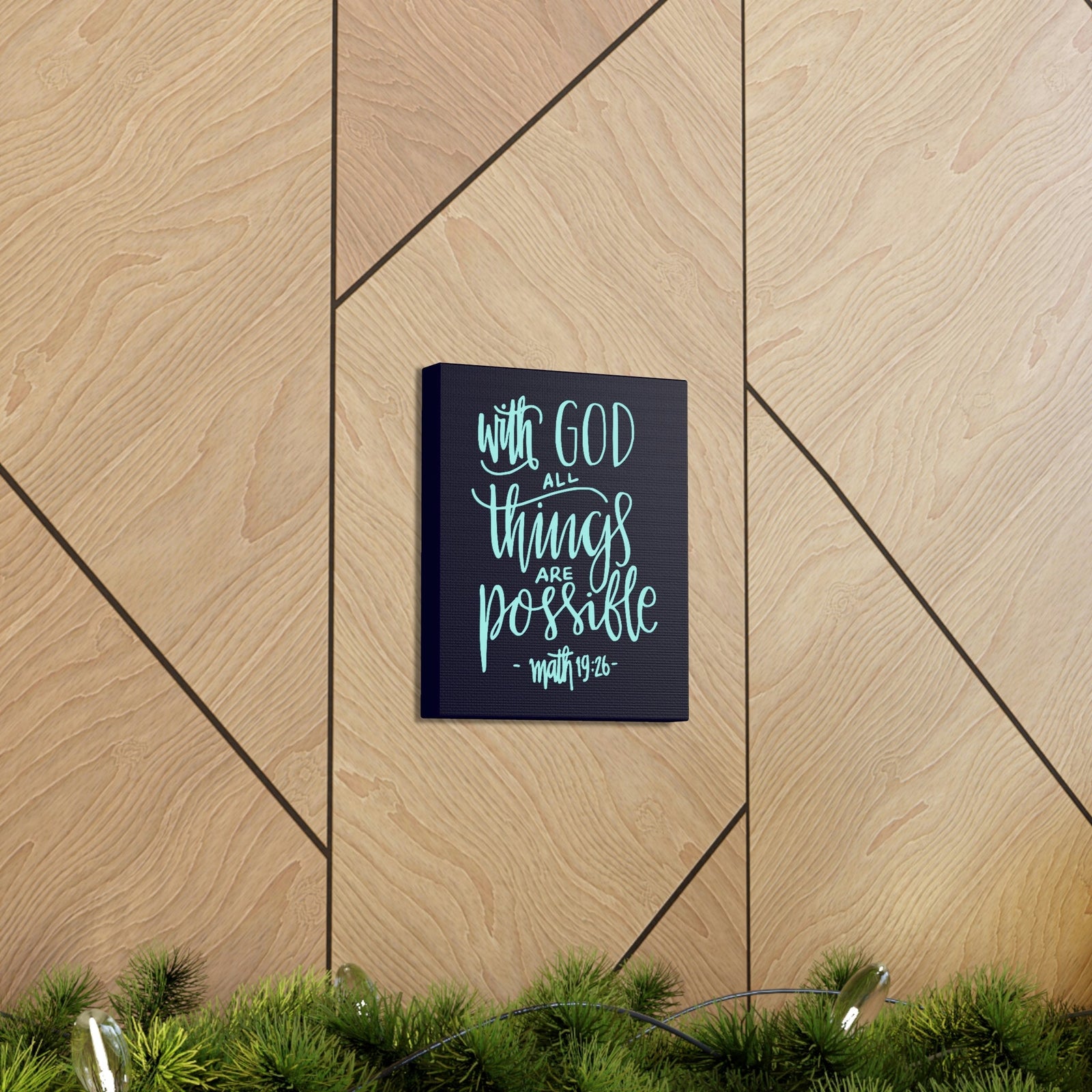 Scripture Walls With God All Things Matthew 19:26 Blue Cursive Christian Wall Art Bible Verse Print Ready To Hang Unframed-Express Your Love Gifts