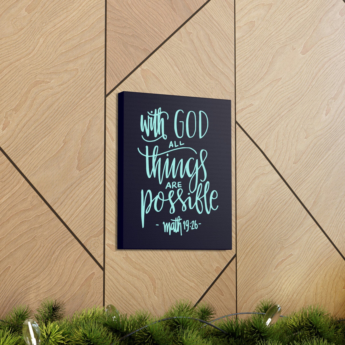 Scripture Walls With God All Things Matthew 19:26 Blue Cursive Christian Wall Art Bible Verse Print Ready To Hang Unframed-Express Your Love Gifts