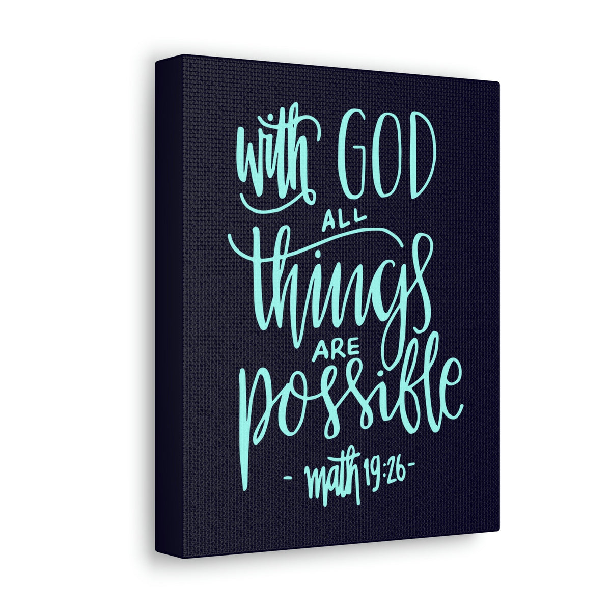 Scripture Walls With God All Things Matthew 19:26 Blue Cursive Christian Wall Art Bible Verse Print Ready To Hang Unframed-Express Your Love Gifts