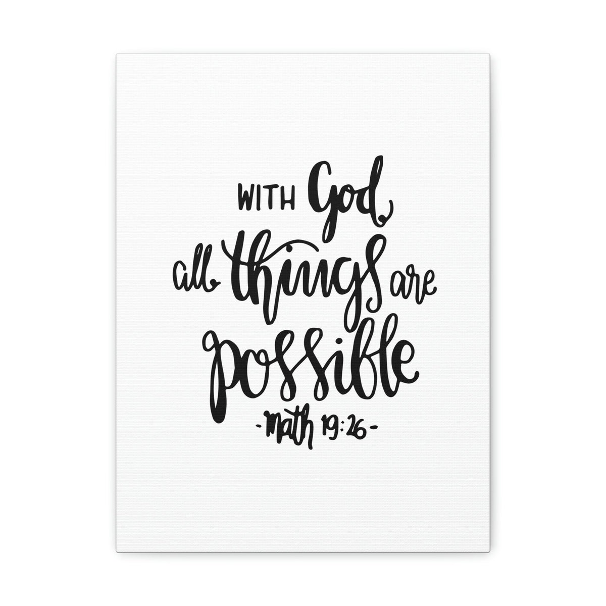 Scripture Walls With God All Things Matthew 19:26 Cursive Christian Wall Art Bible Verse Print Ready To Hang Unframed-Express Your Love Gifts