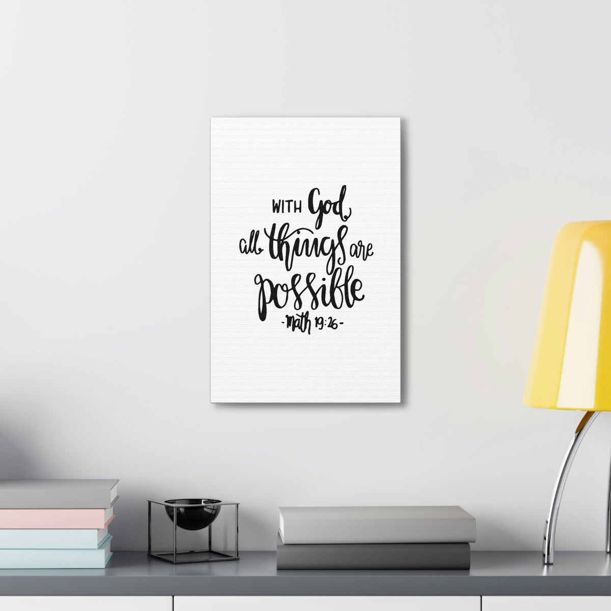 Scripture Walls With God All Things Matthew 19:26 Cursive Christian Wall Art Bible Verse Print Ready To Hang Unframed-Express Your Love Gifts