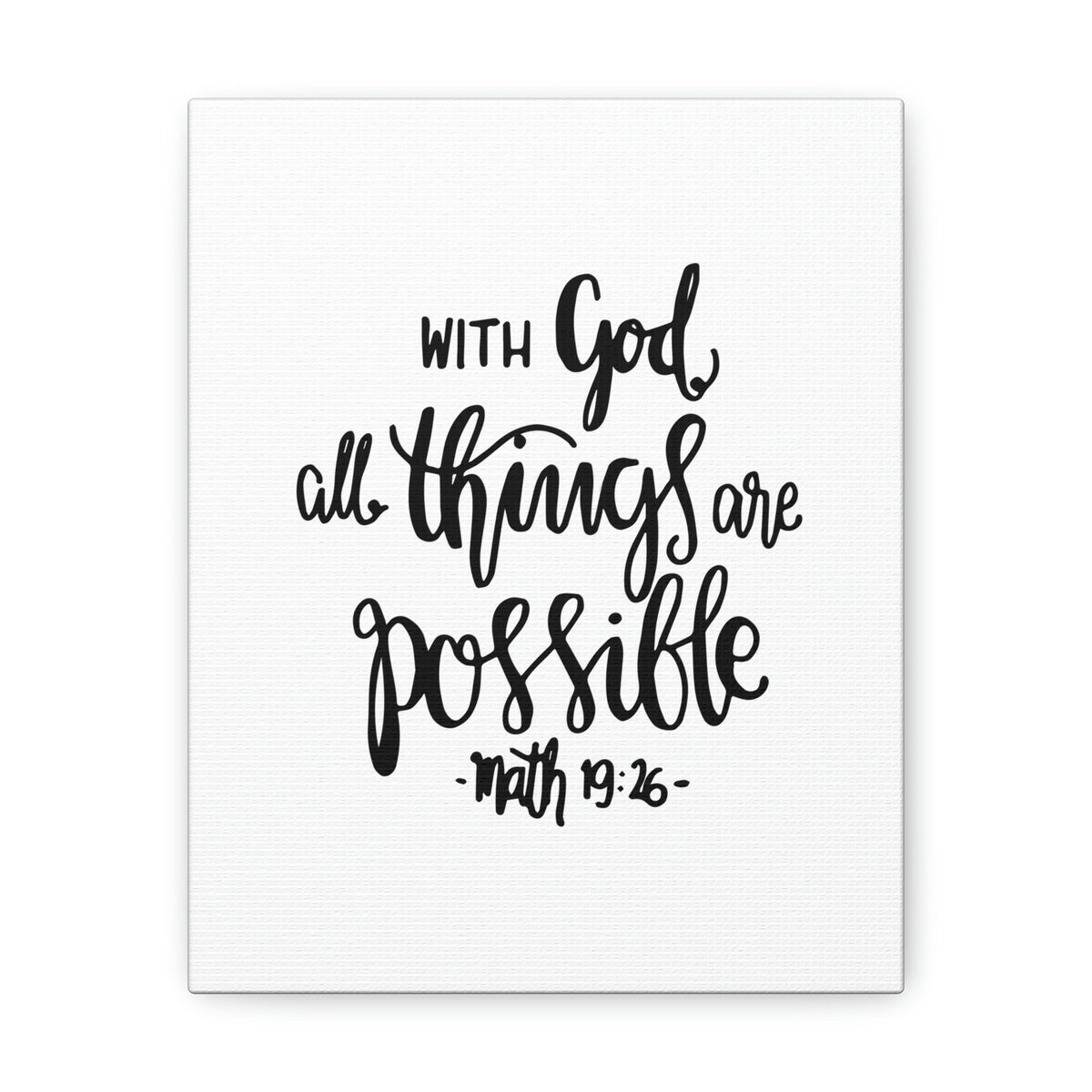 Scripture Walls With God All Things Matthew 19:26 Cursive Christian Wall Art Bible Verse Print Ready To Hang Unframed-Express Your Love Gifts